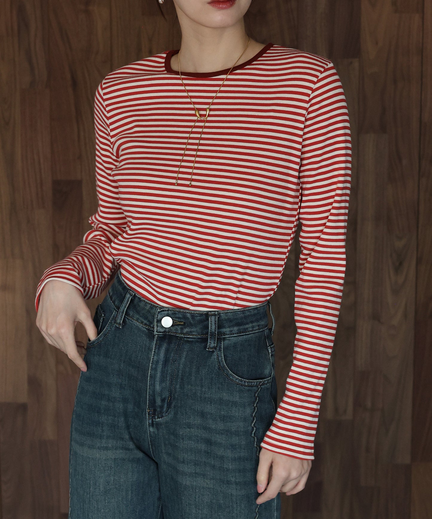 リブボーダーTシャツ【ネコポス】