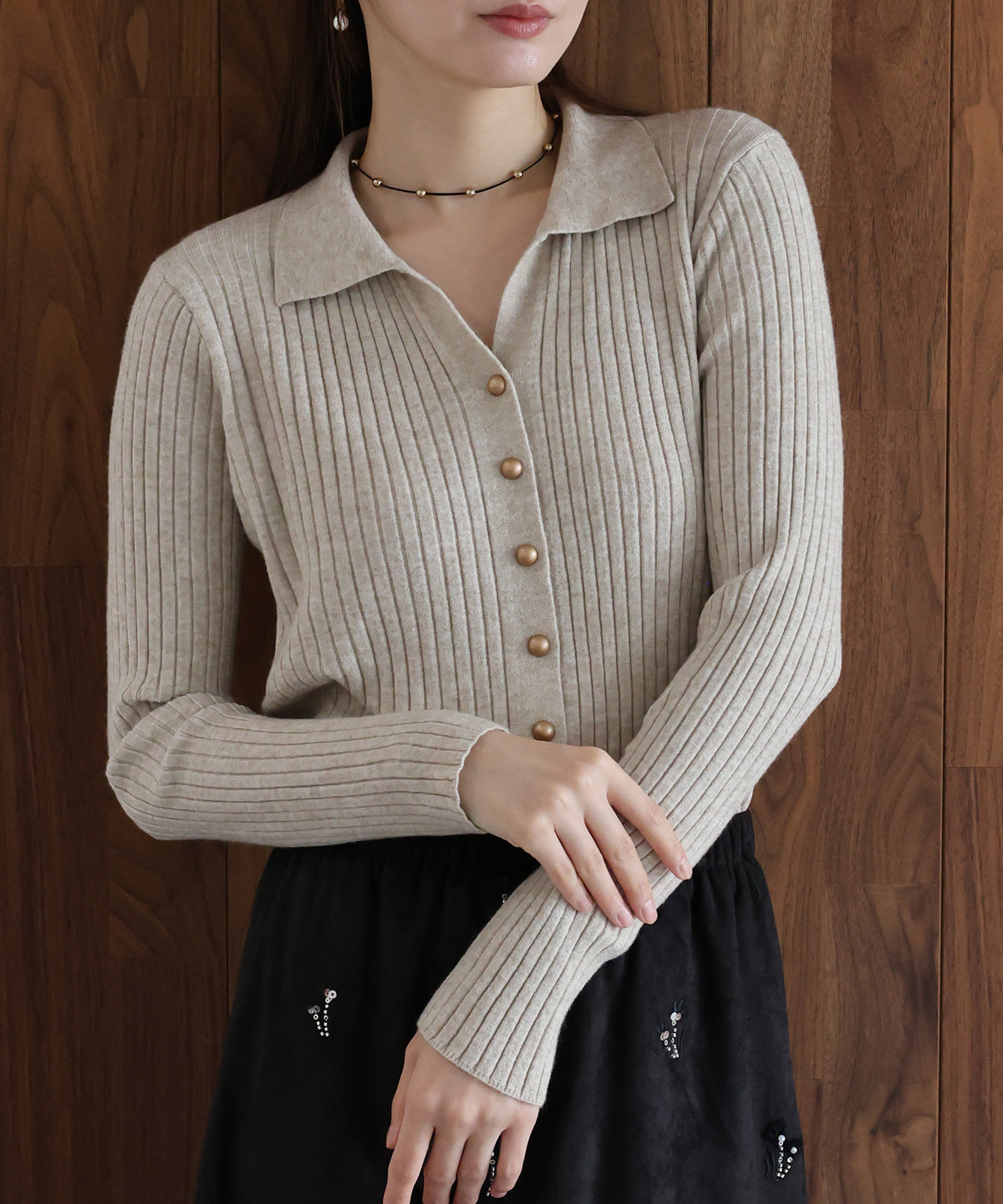 【早割5％OFF】スキッパーリブカーディガン