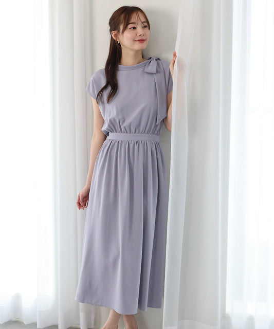 【早割5％OFF】ショルダーリボンフレンチワンピース