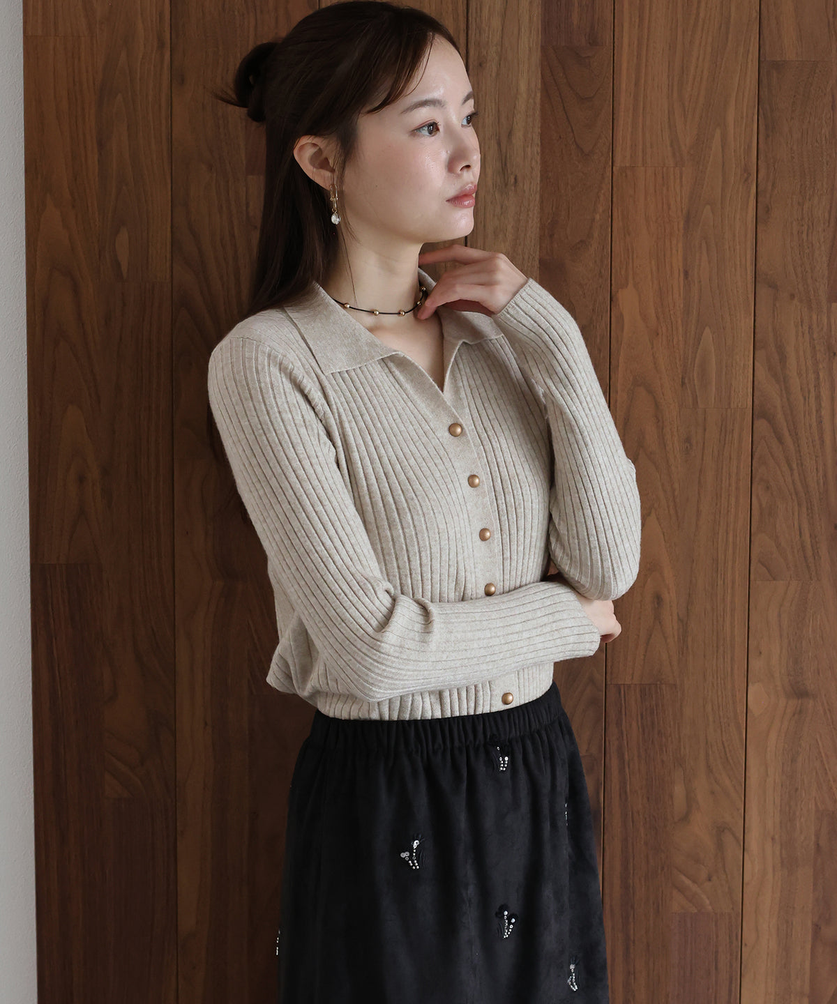 【早割5％OFF】スキッパーリブカーディガン