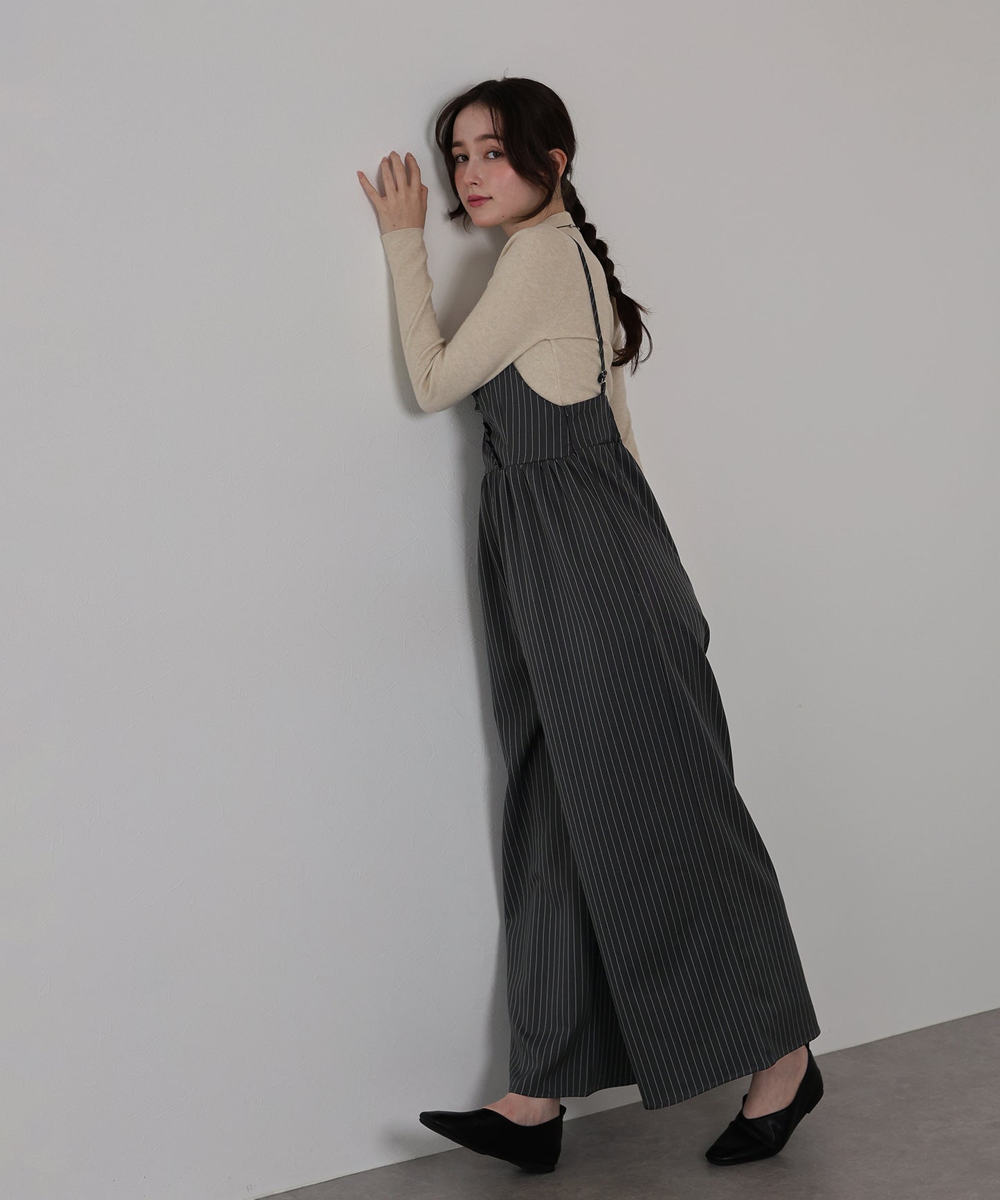 【TIME SALE】[ J by blue ]ピンストライプフリルサロペット