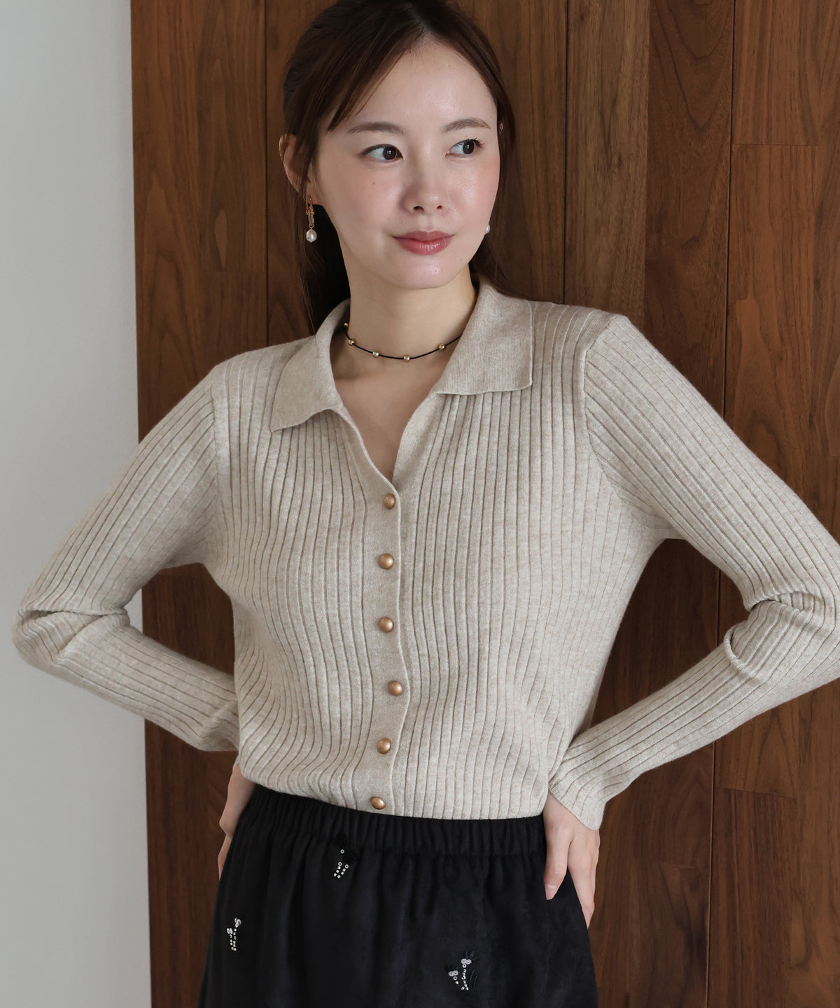 【早割5％OFF】スキッパーリブカーディガン