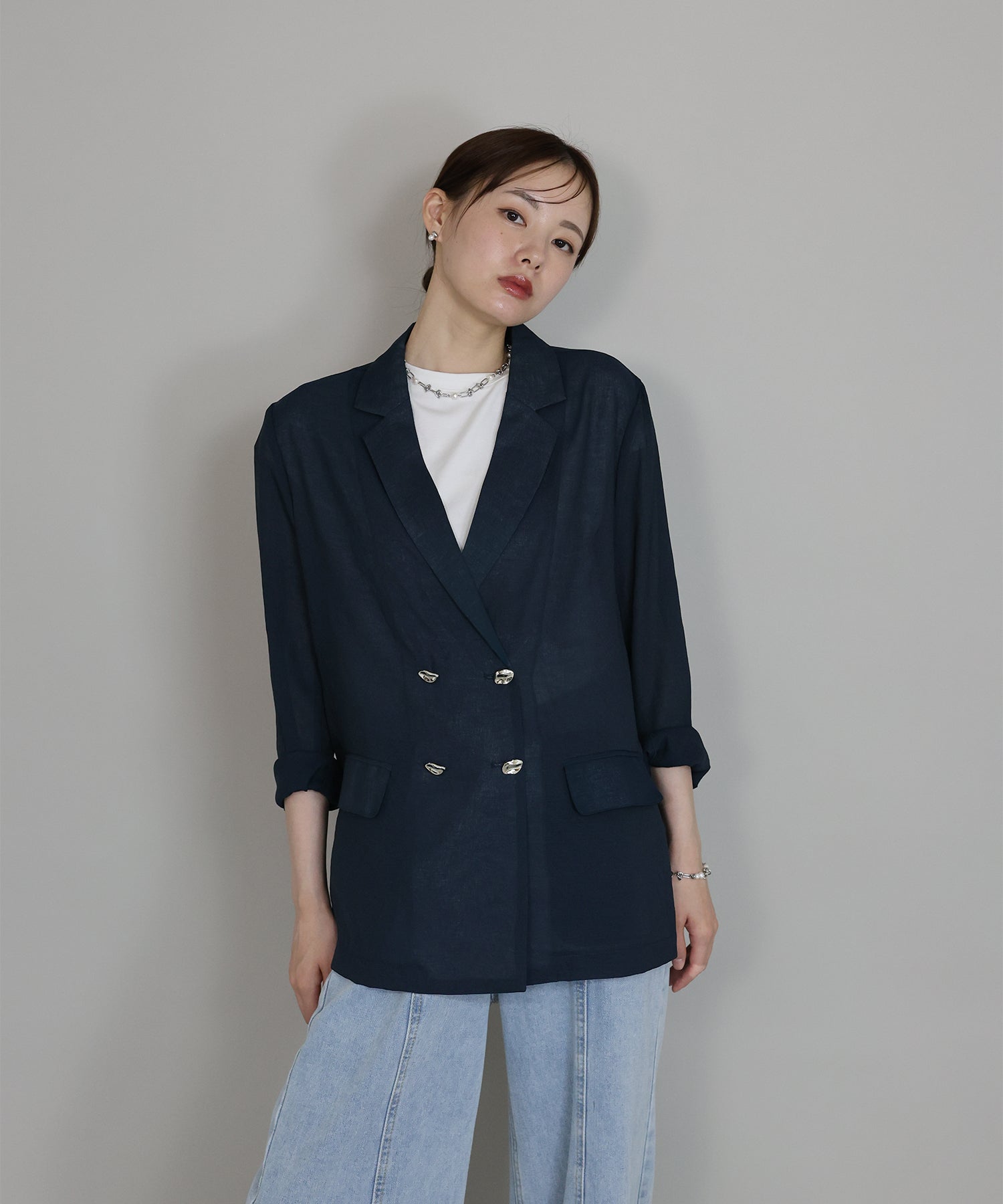 seya. ネイビー ボタン付きジャケット レディース】SEYA. TAILORED W JACKET | seya.(セヤ) / アウター