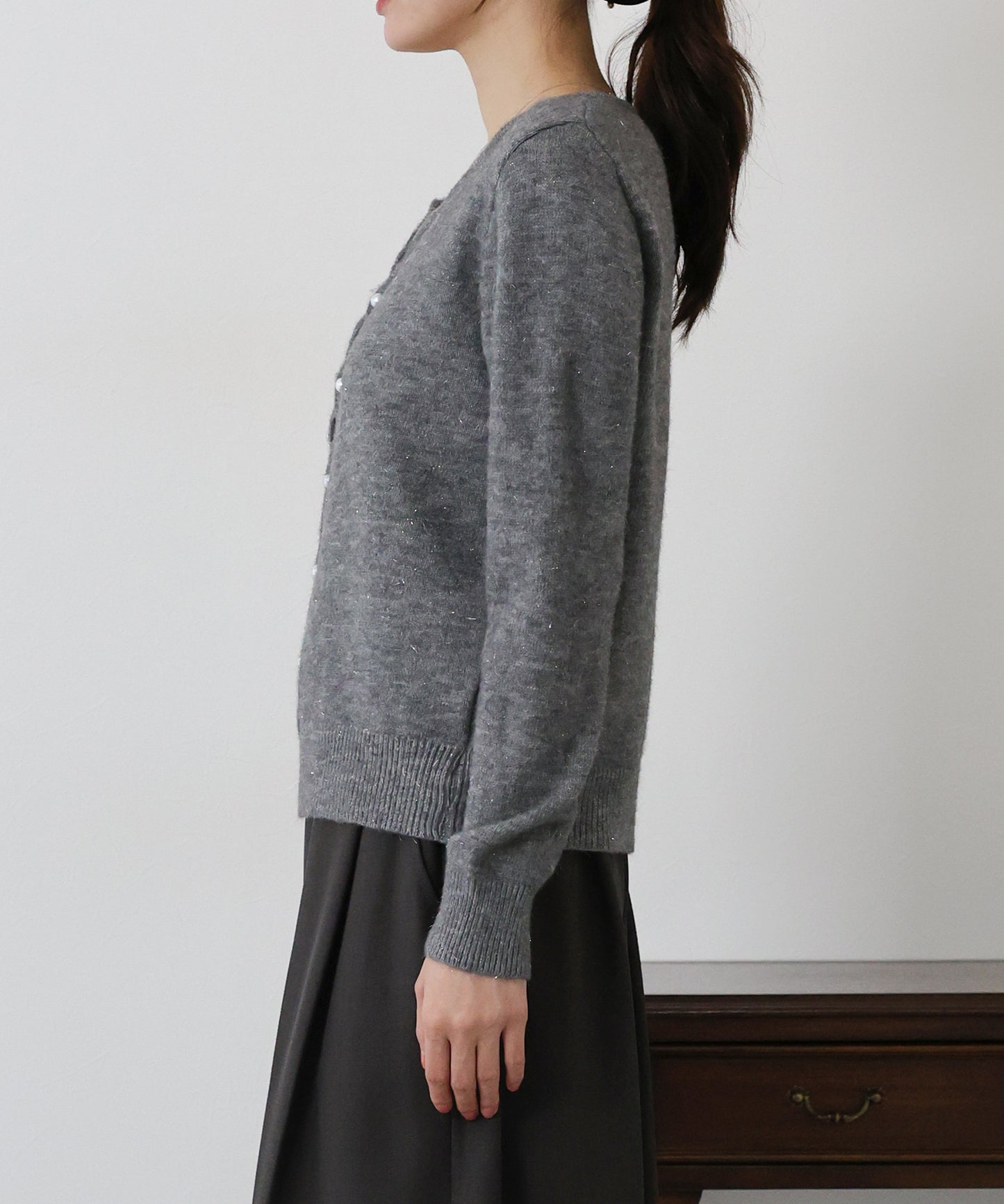 パールボタンラメカーディガン