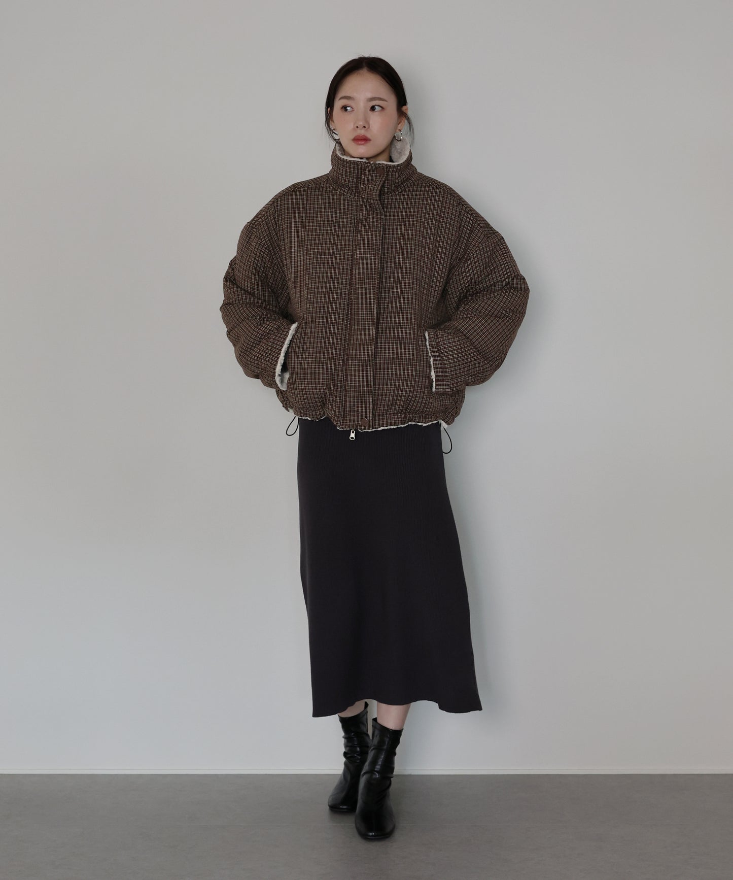 【早割5％OFF】2WAYボアチェックダウンジャケット