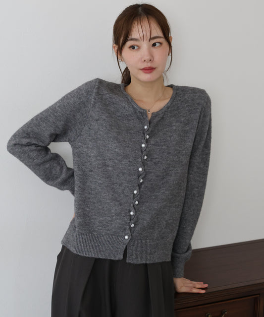 【早割5％OFF】パールボタンラメカーディガン