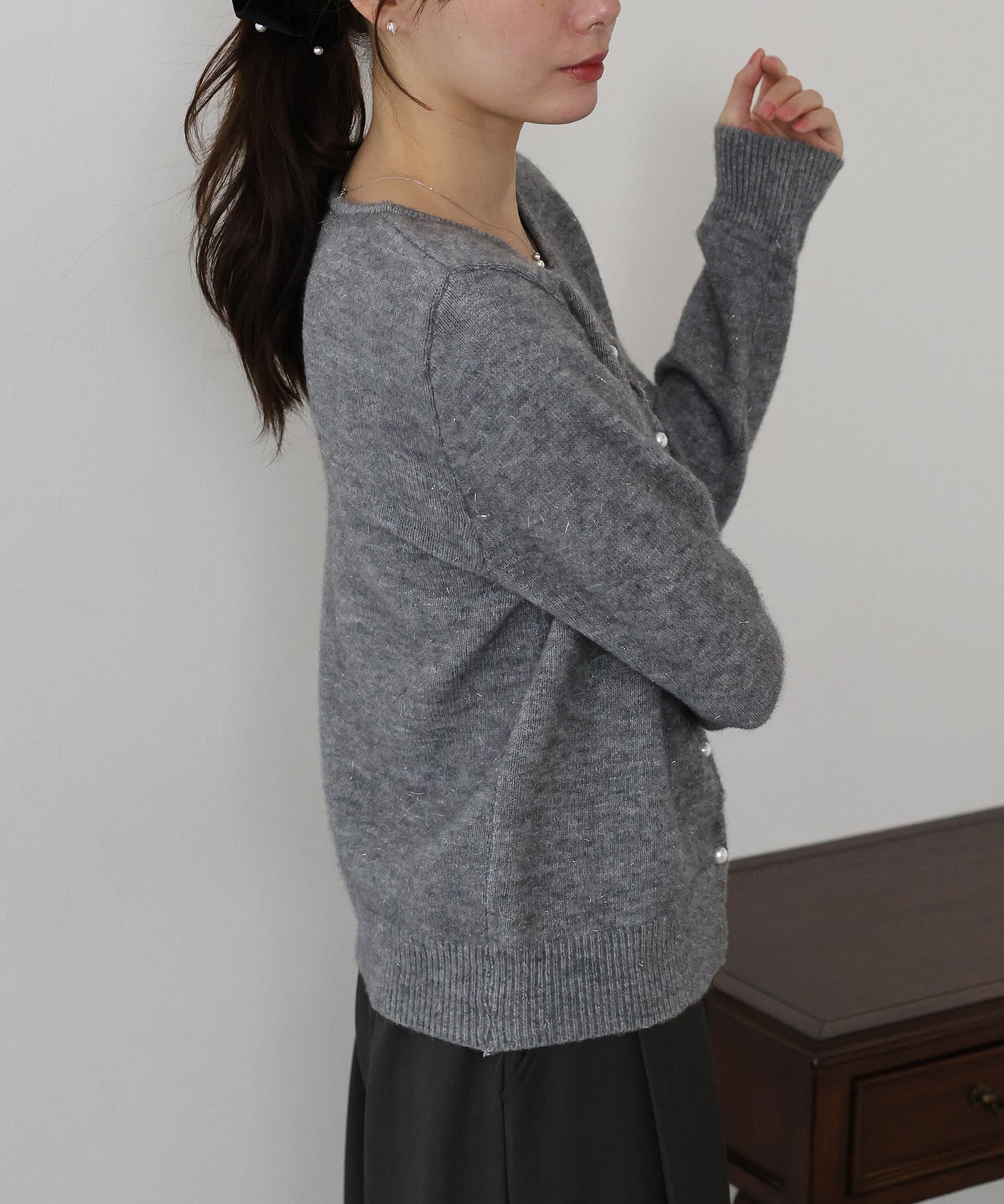 パールボタンラメカーディガン