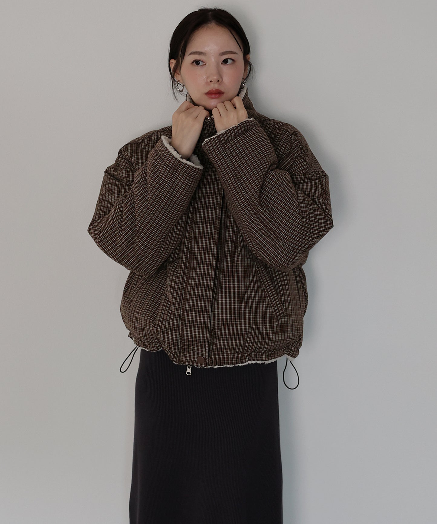 【早割5％OFF】2WAYボアチェックダウンジャケット