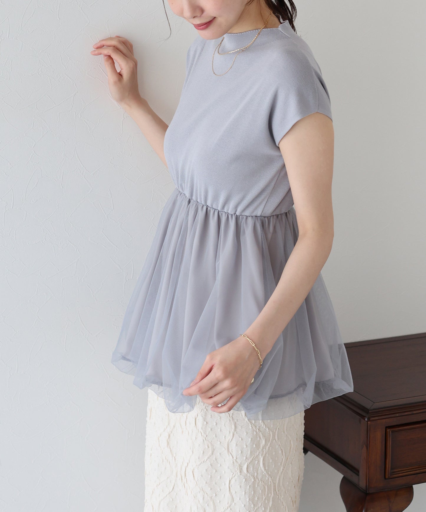 【TIME SALE】バルーンチュールドッキングニット