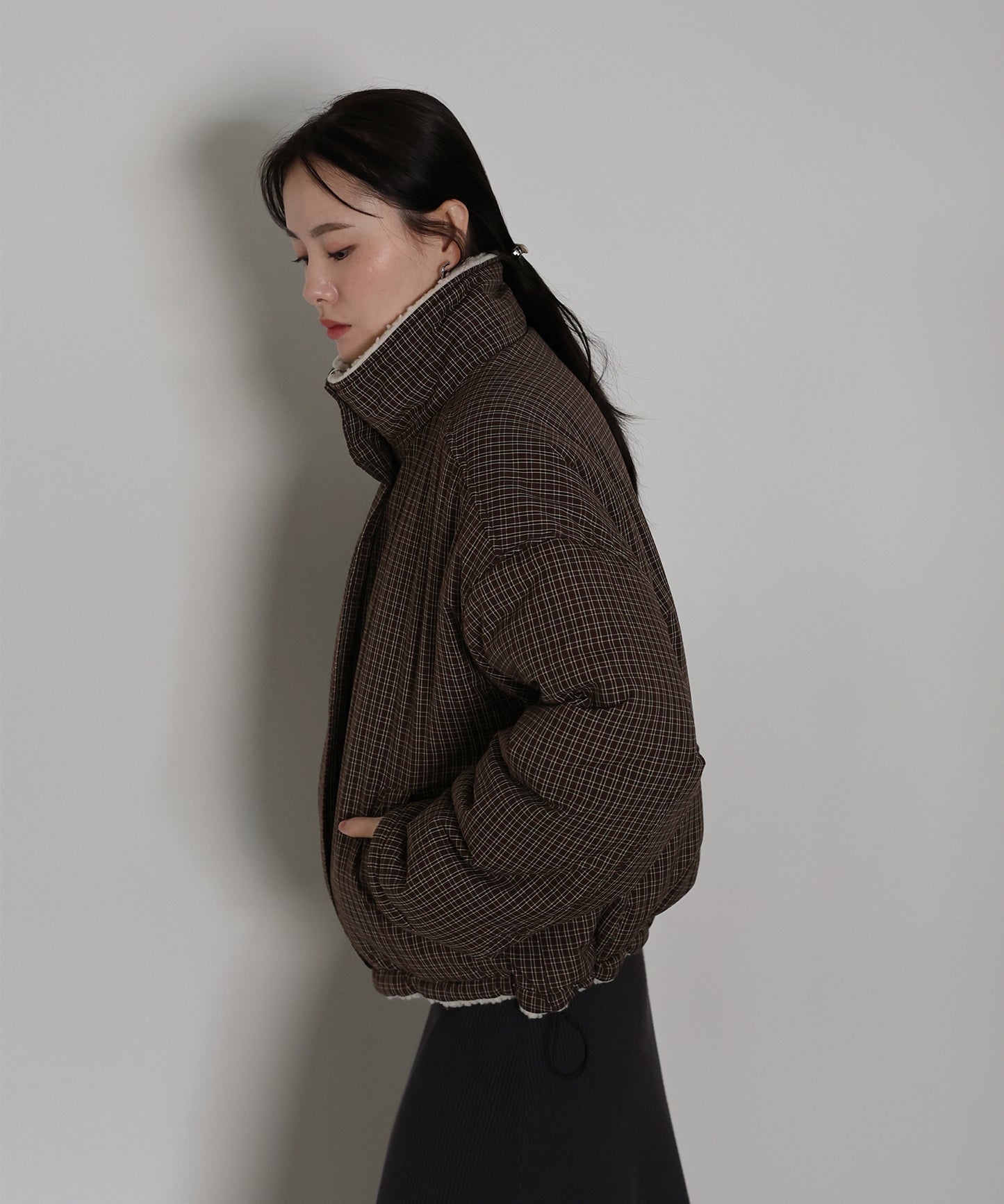 【早割5％OFF】2WAYボアチェックダウンジャケット