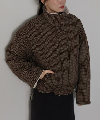 2WAYボアチェックダウンジャケット