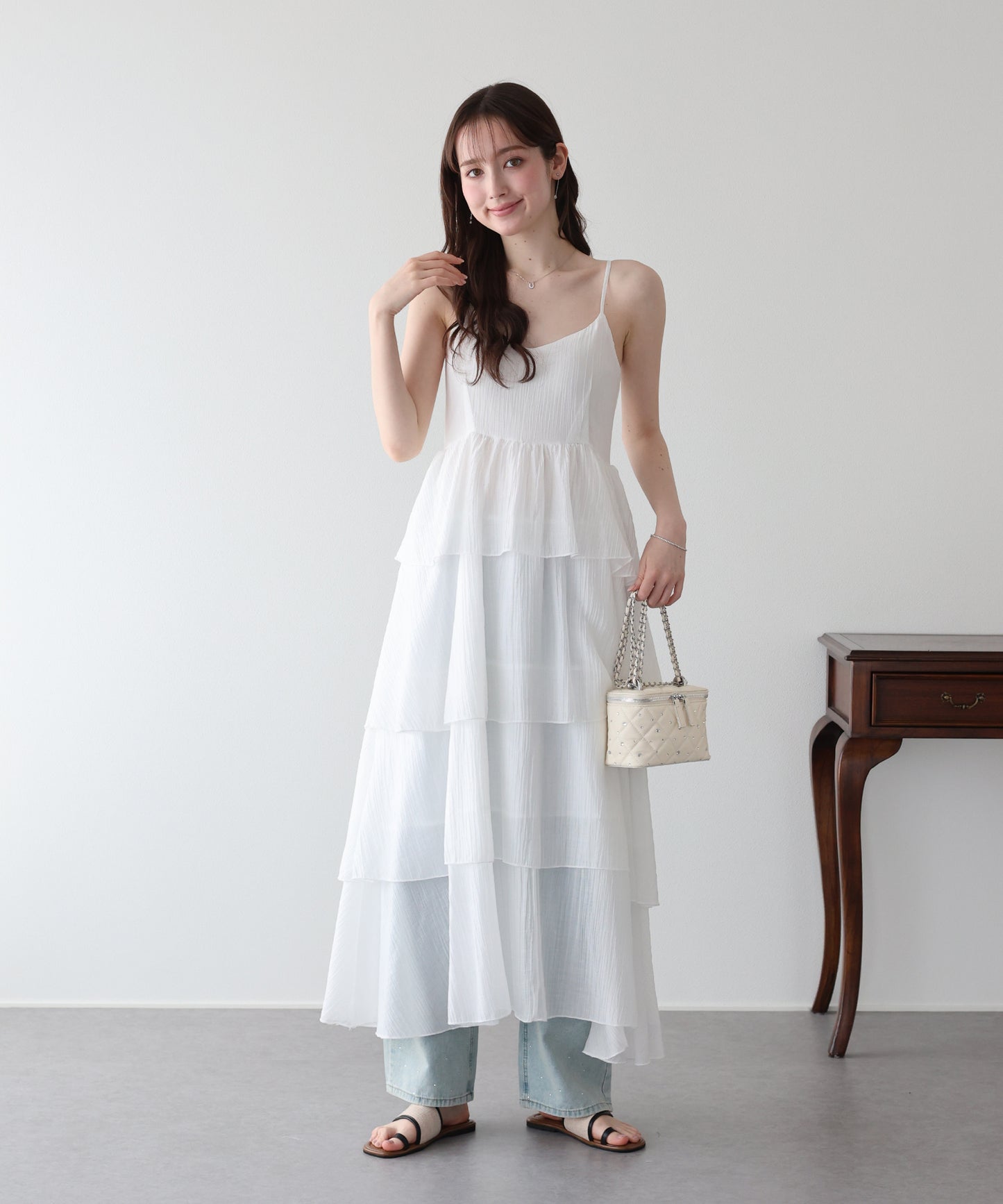 【早割5％OFF】シアーティアードキャミワンピース