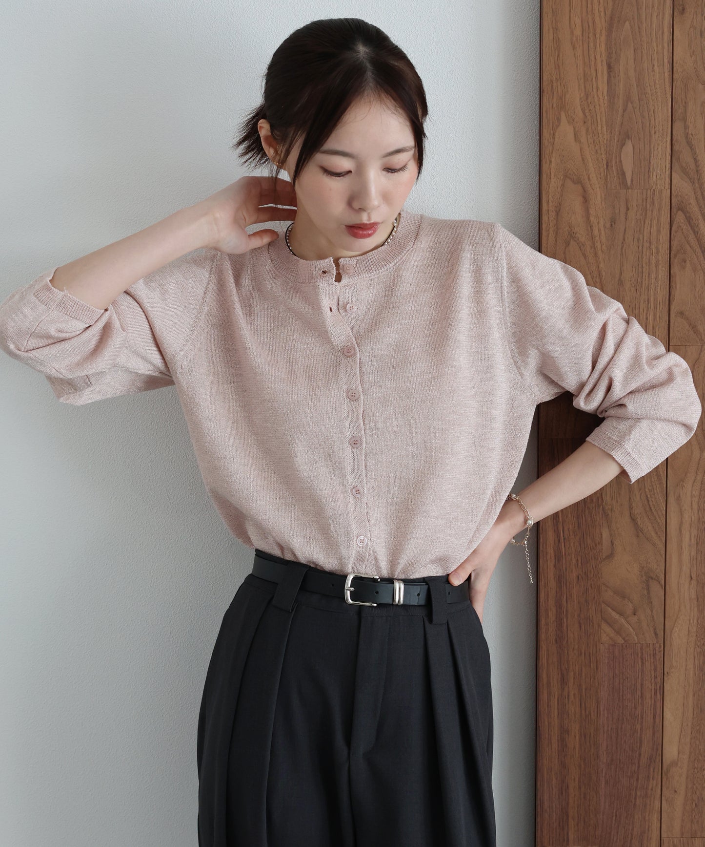 ラメニットシアーカーディガン【ネコポス】