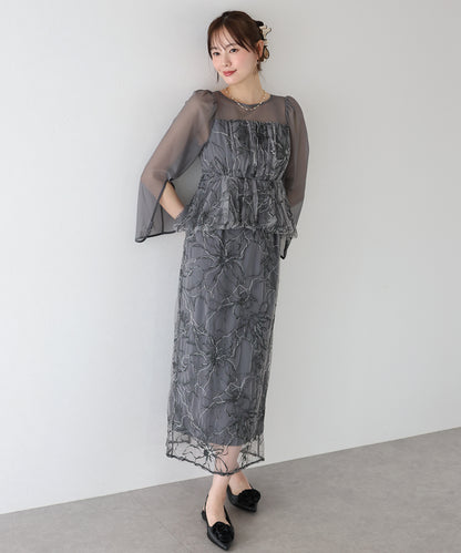 【TIME SALE】レースペプラムパーティードレス