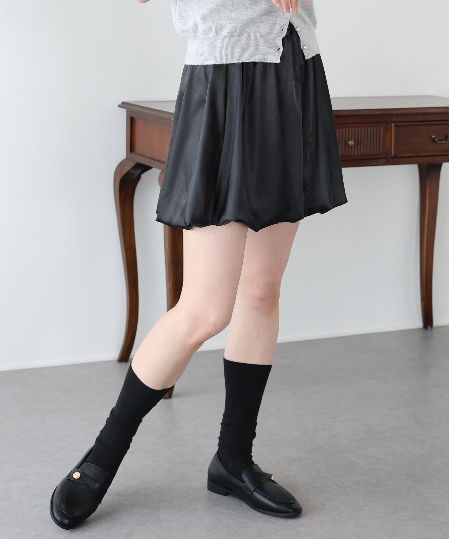 【早割5％OFF】サテンバルーンミニスカート