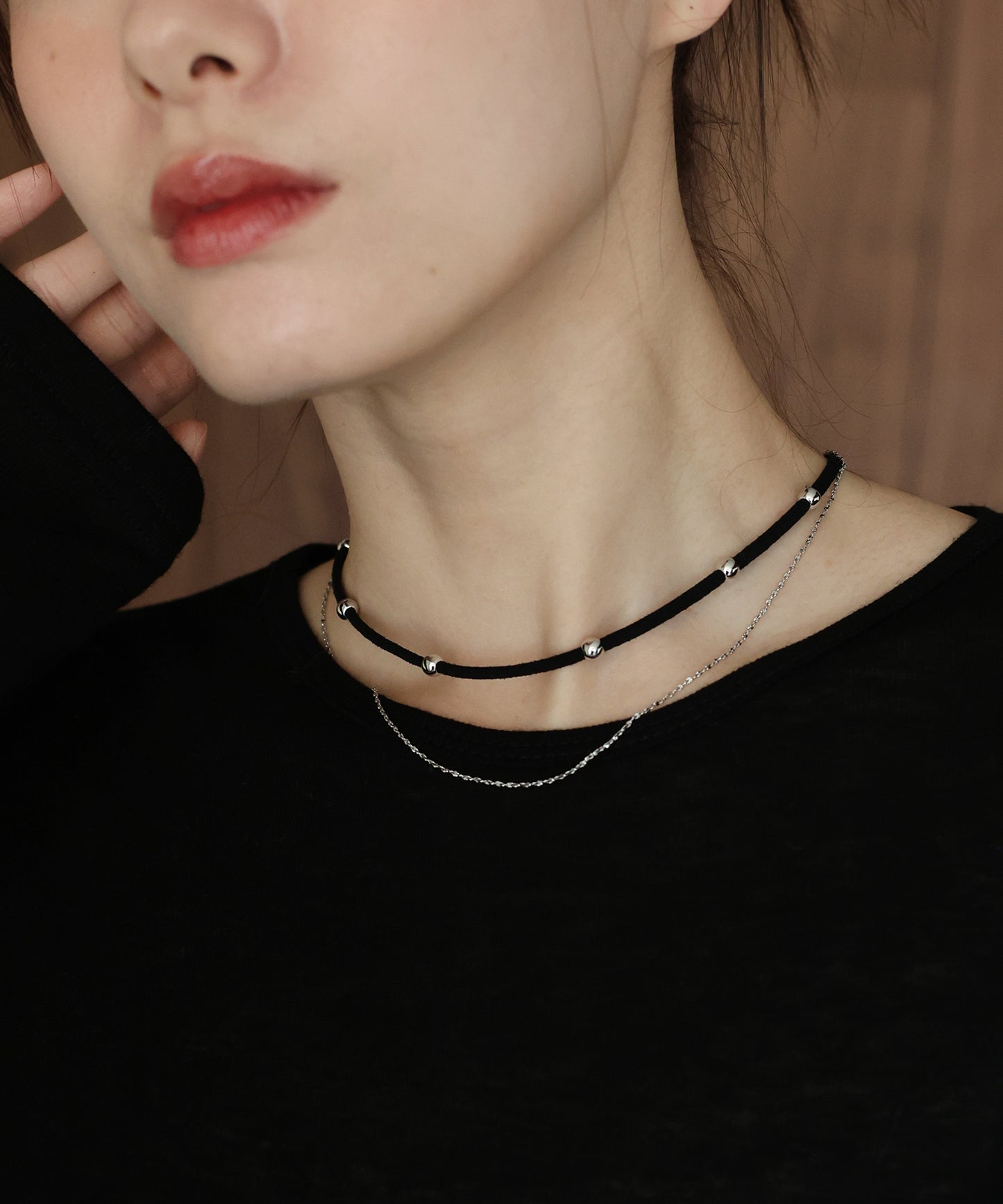 チェーン&ボールコード2連ネックレス / ニッケルフリー【ネコポス】