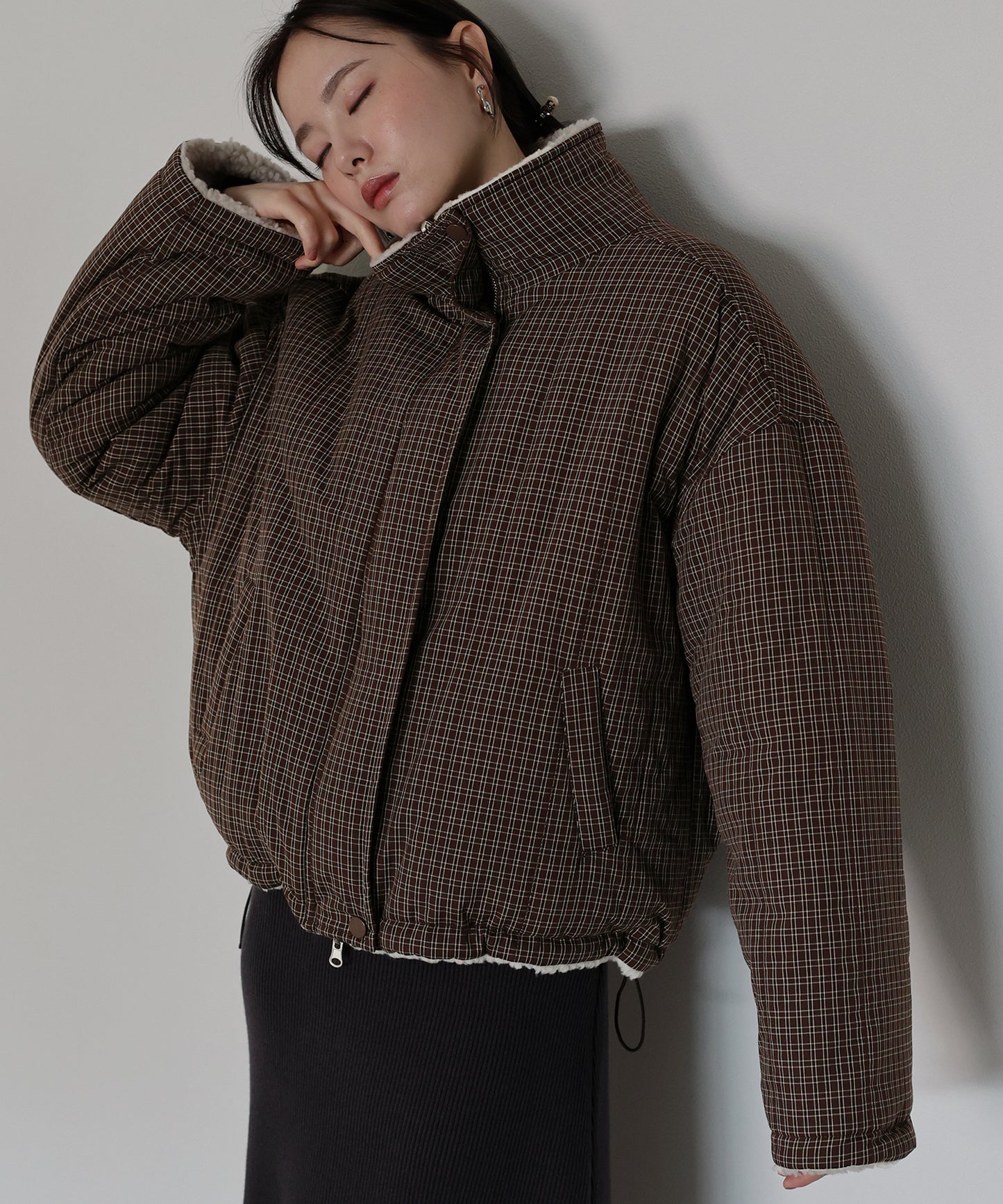 【早割5％OFF】2WAYボアチェックダウンジャケット