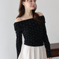 【早割5％OFF】ドットオフショルダーカットソー【メール便】
