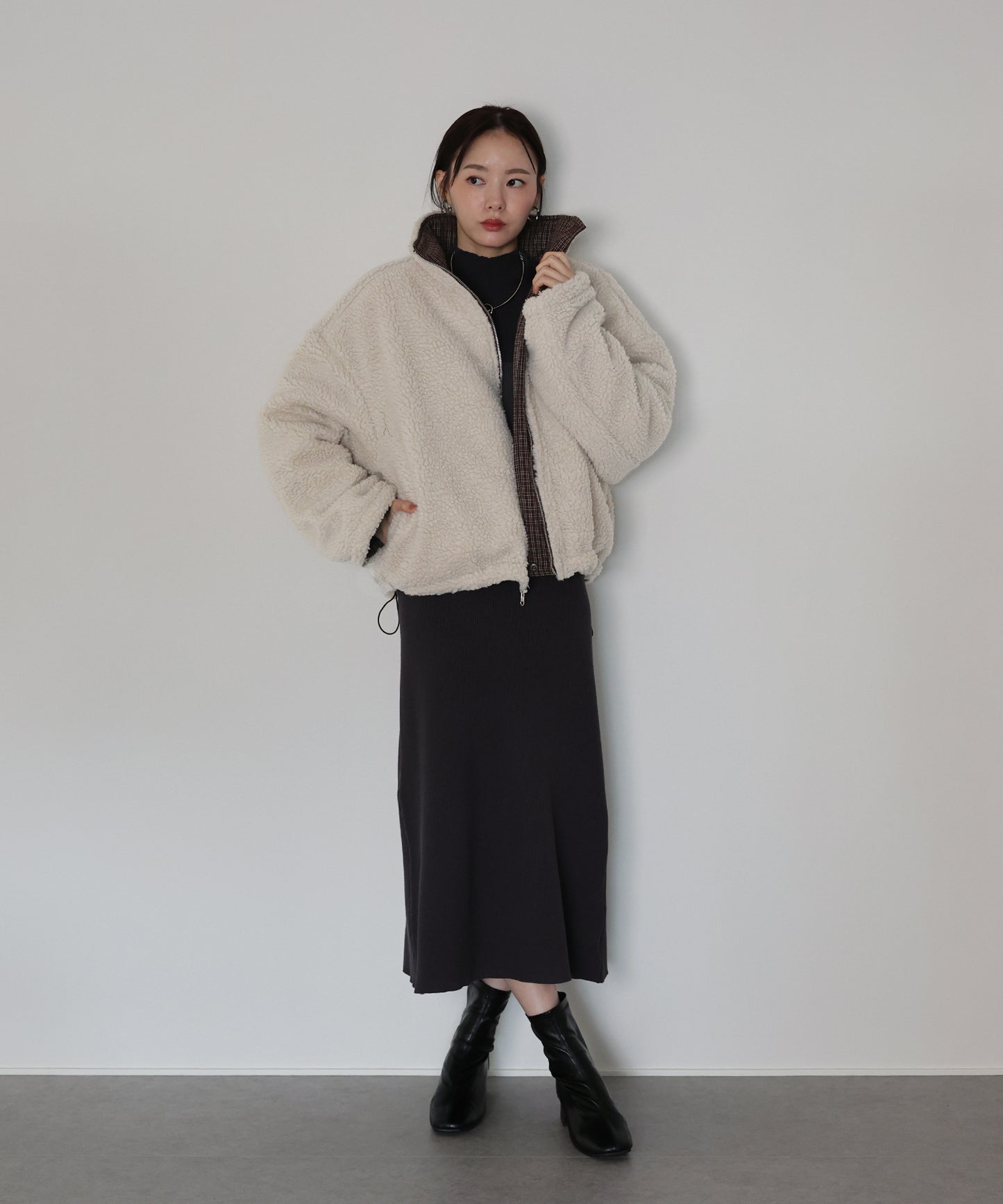 【早割5％OFF】2WAYボアチェックダウンジャケット