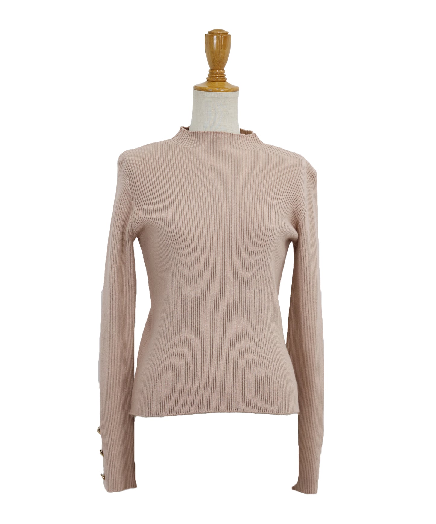 ハートボタンハイネックニット