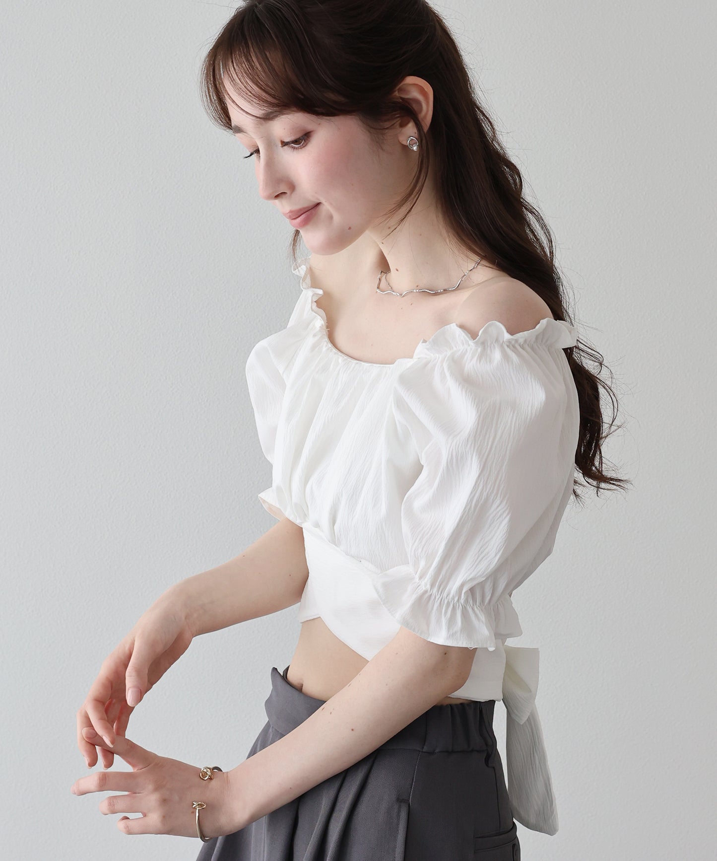 2wayオフショルバックリボンブラウス【メール便】