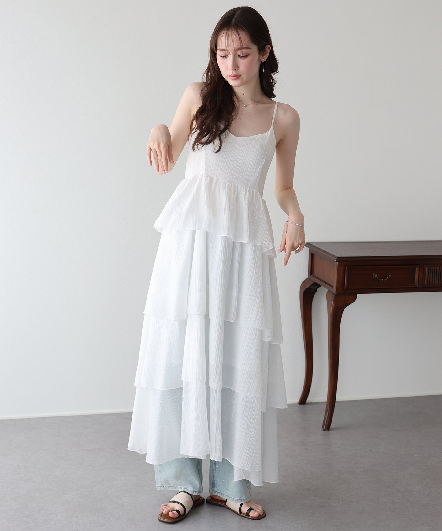 【早割5％OFF】シアーティアードキャミワンピース