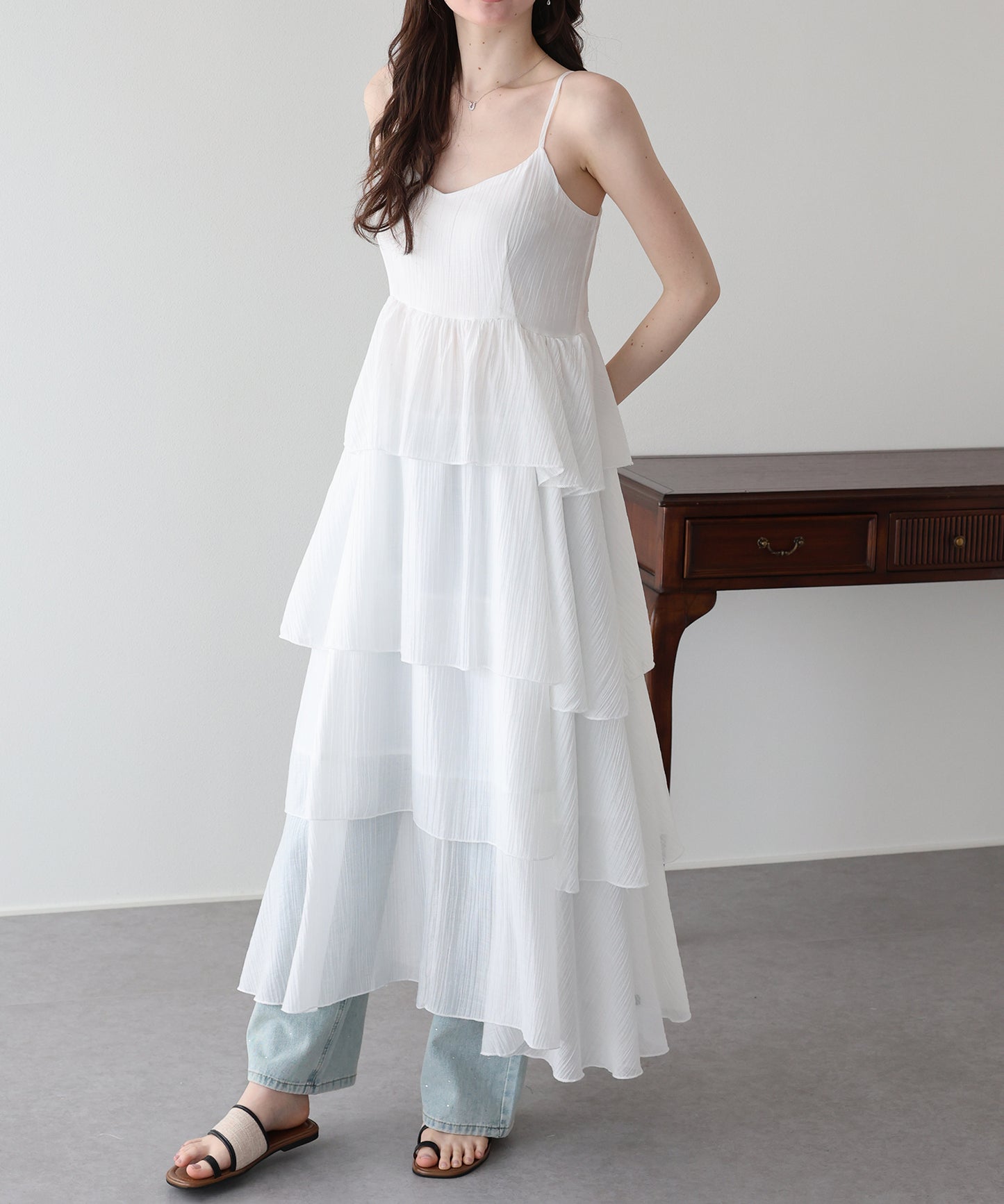 【早割5％OFF】シアーティアードキャミワンピース