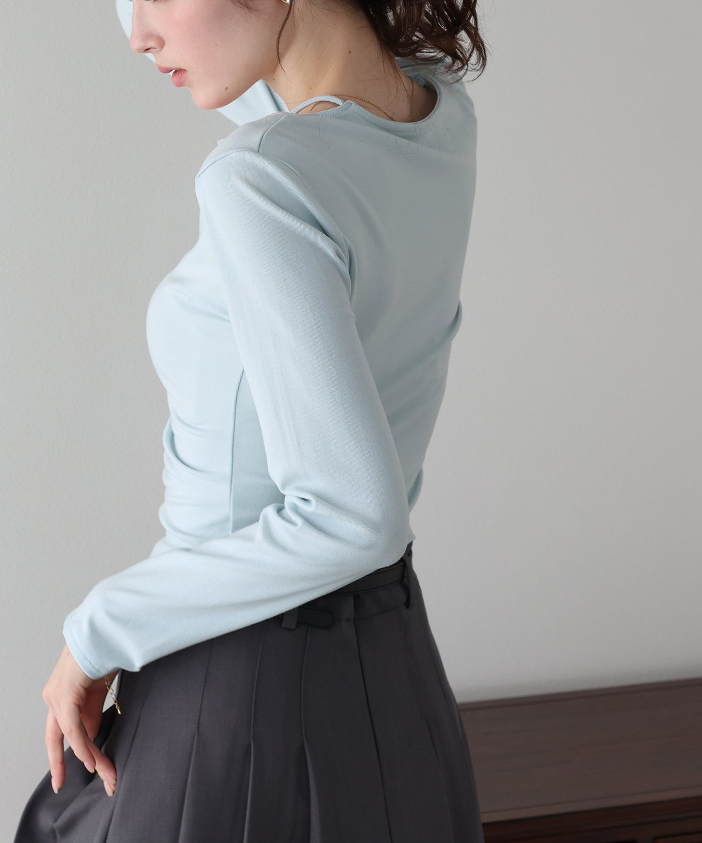 【早割5％OFF】フロントギャザーレースカットソー【ネコポス】