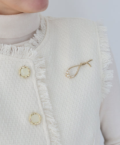 【早割5％OFF】ビジュパールクロスブローチ【ネコポス】