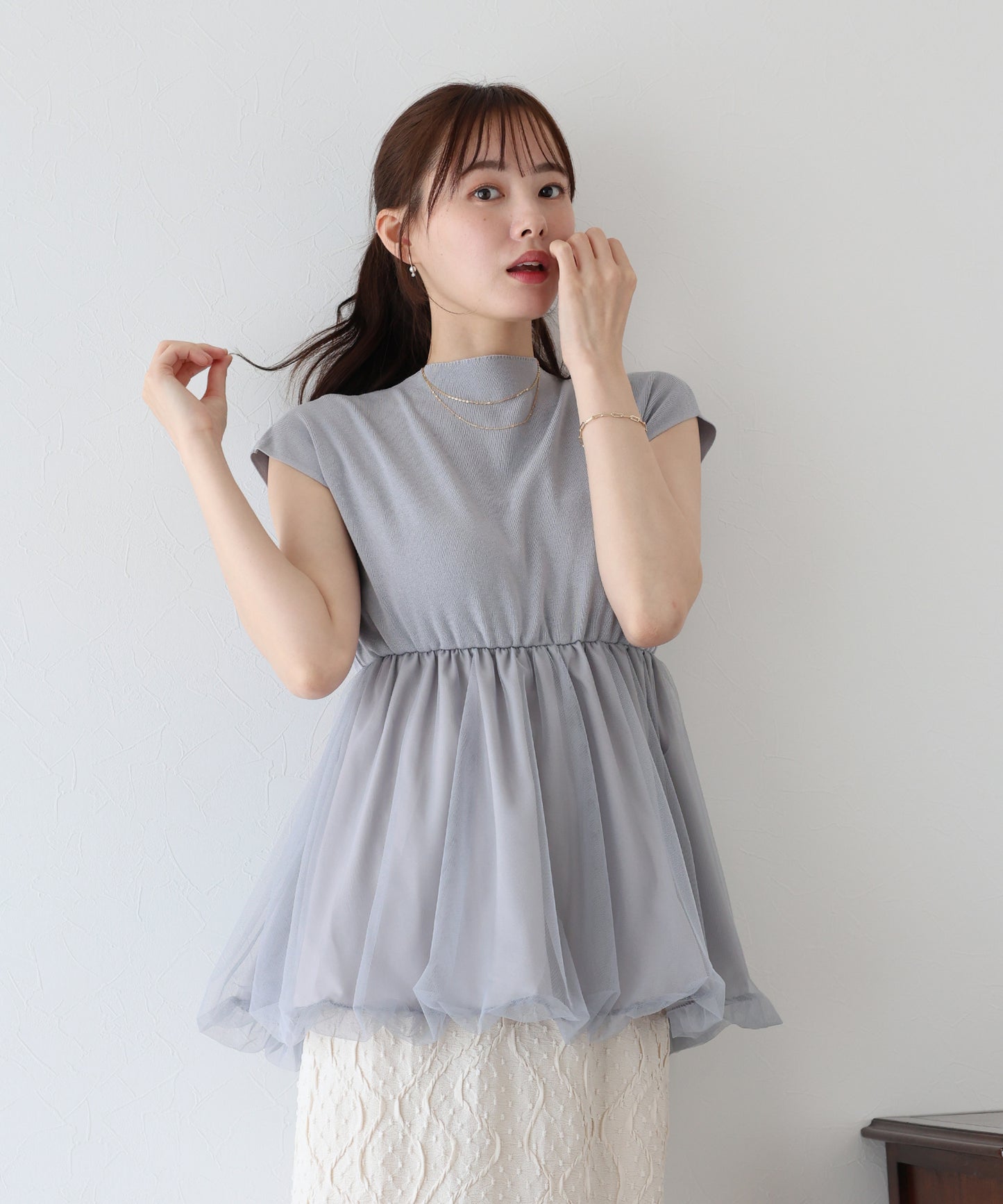 【TIME SALE】バルーンチュールドッキングニット