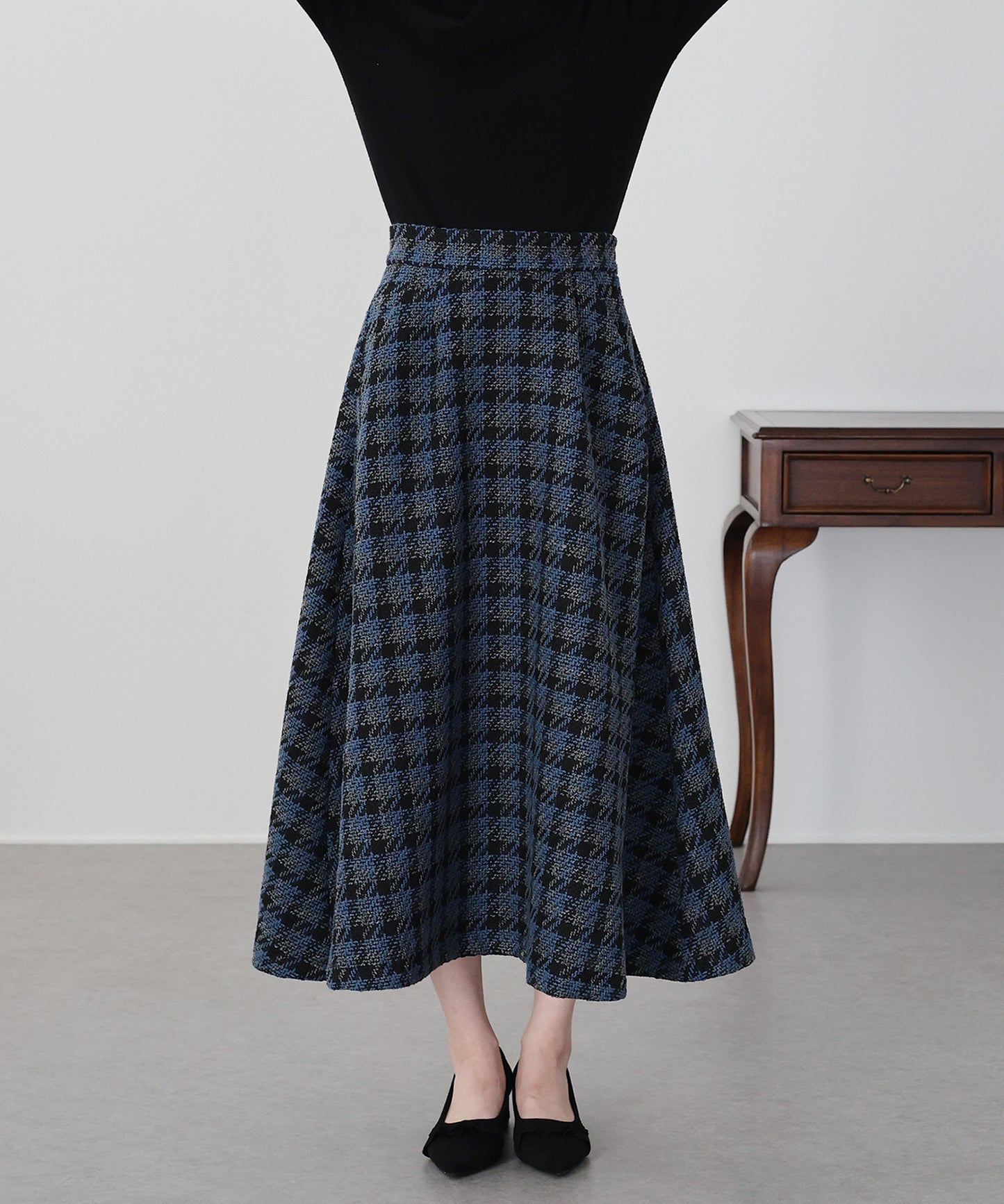 【早割5％OFF】ツイードチェックフレアスカート