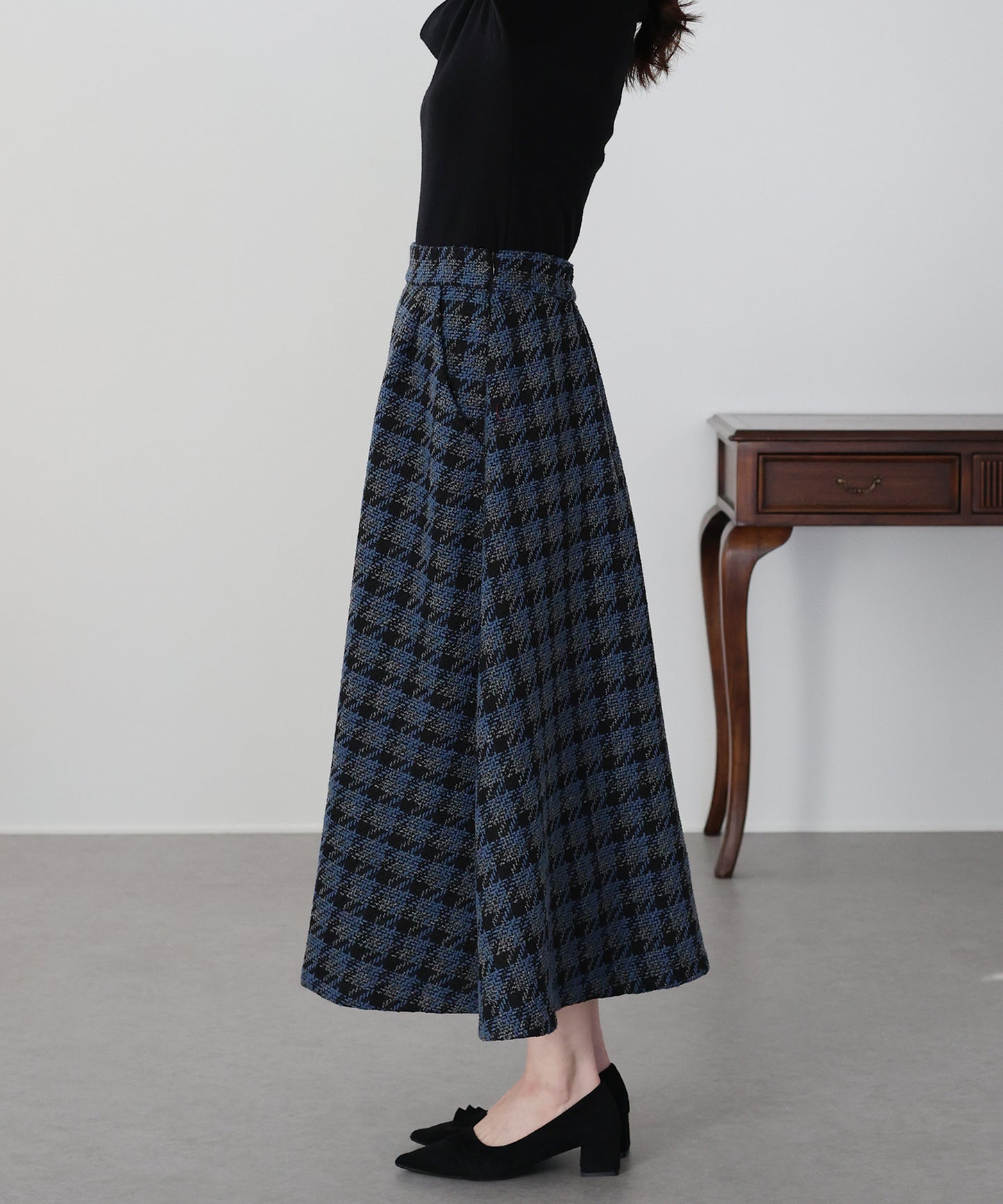 【早割5％OFF】ツイードチェックフレアスカート