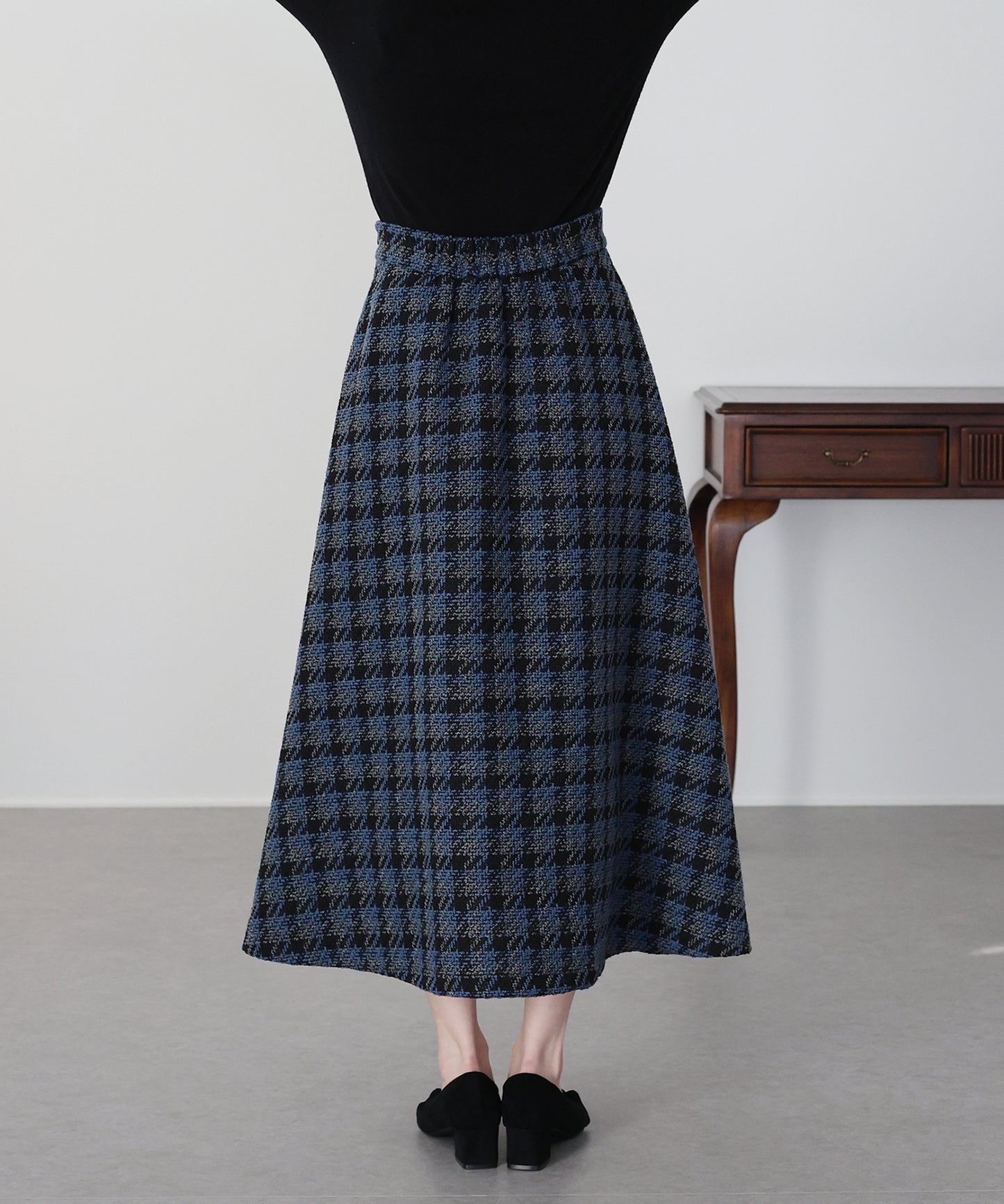 【早割5％OFF】ツイードチェックフレアスカート