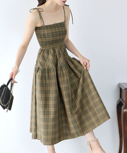 【SALE】ティアードチェックキャミワンピース
