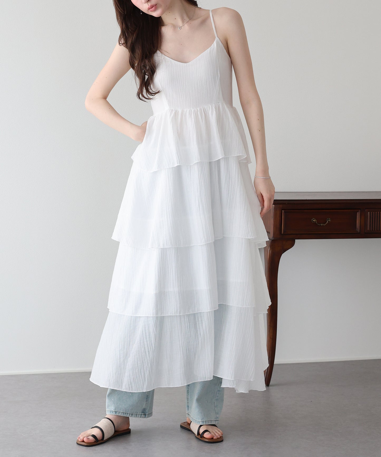 【早割5％OFF】シアーティアードキャミワンピース