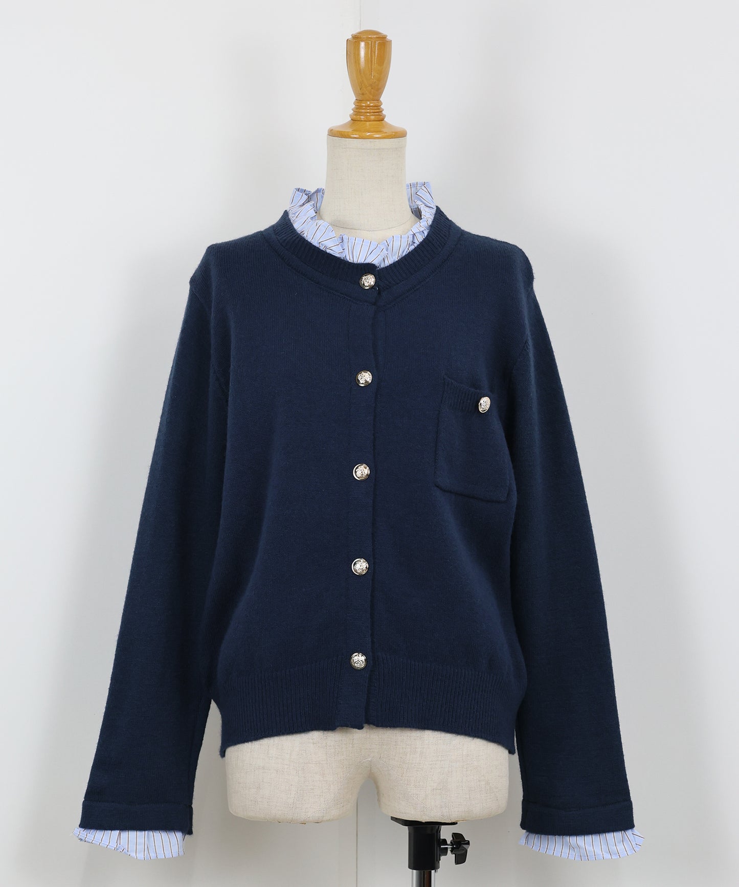 フリルシャツ襟カーディガン