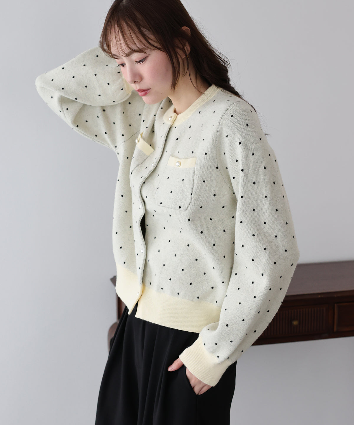 【早割5％OFF】ドットニットカーディガン