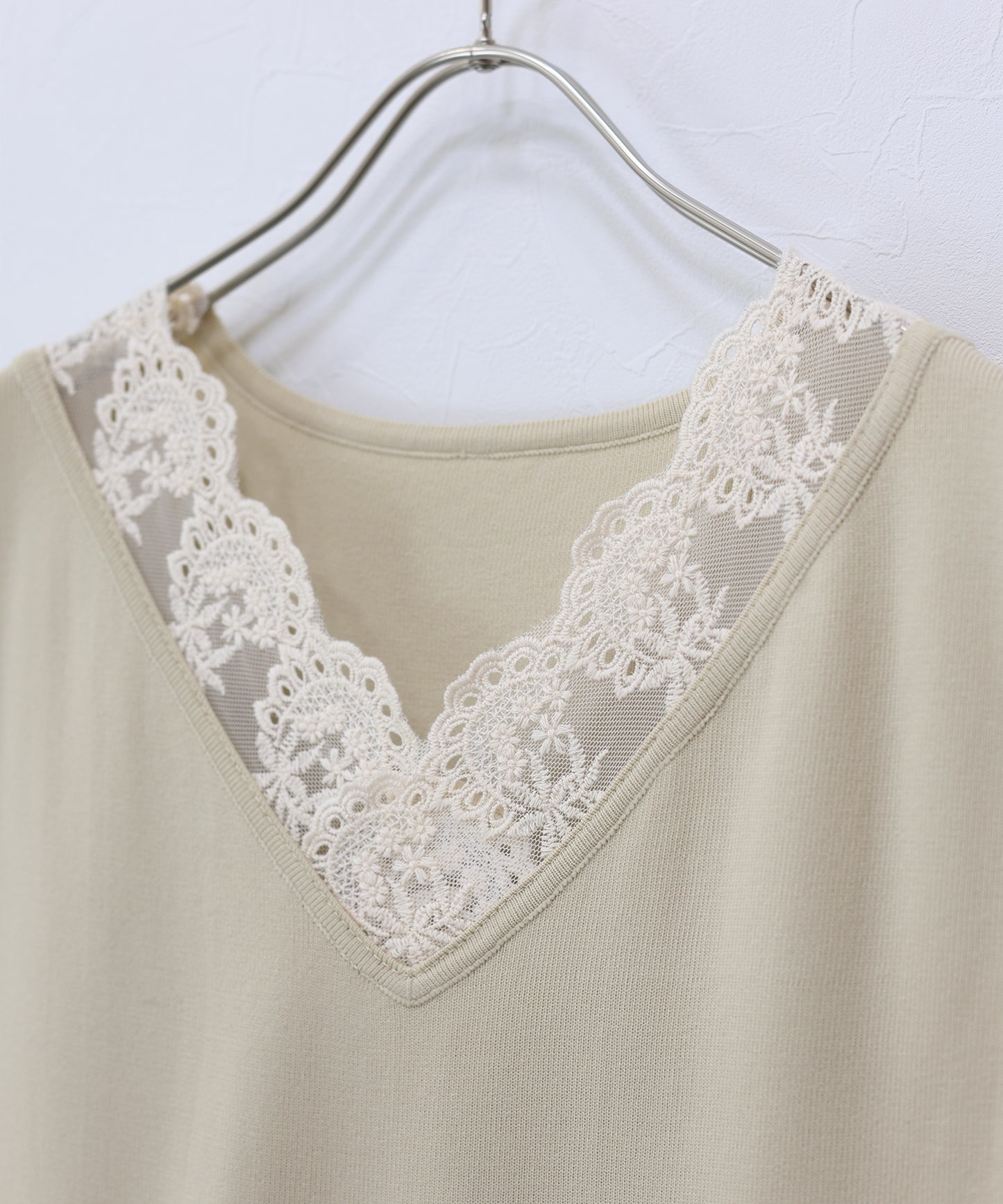 【早割5％OFF】レースカラーVネック ワンピース
