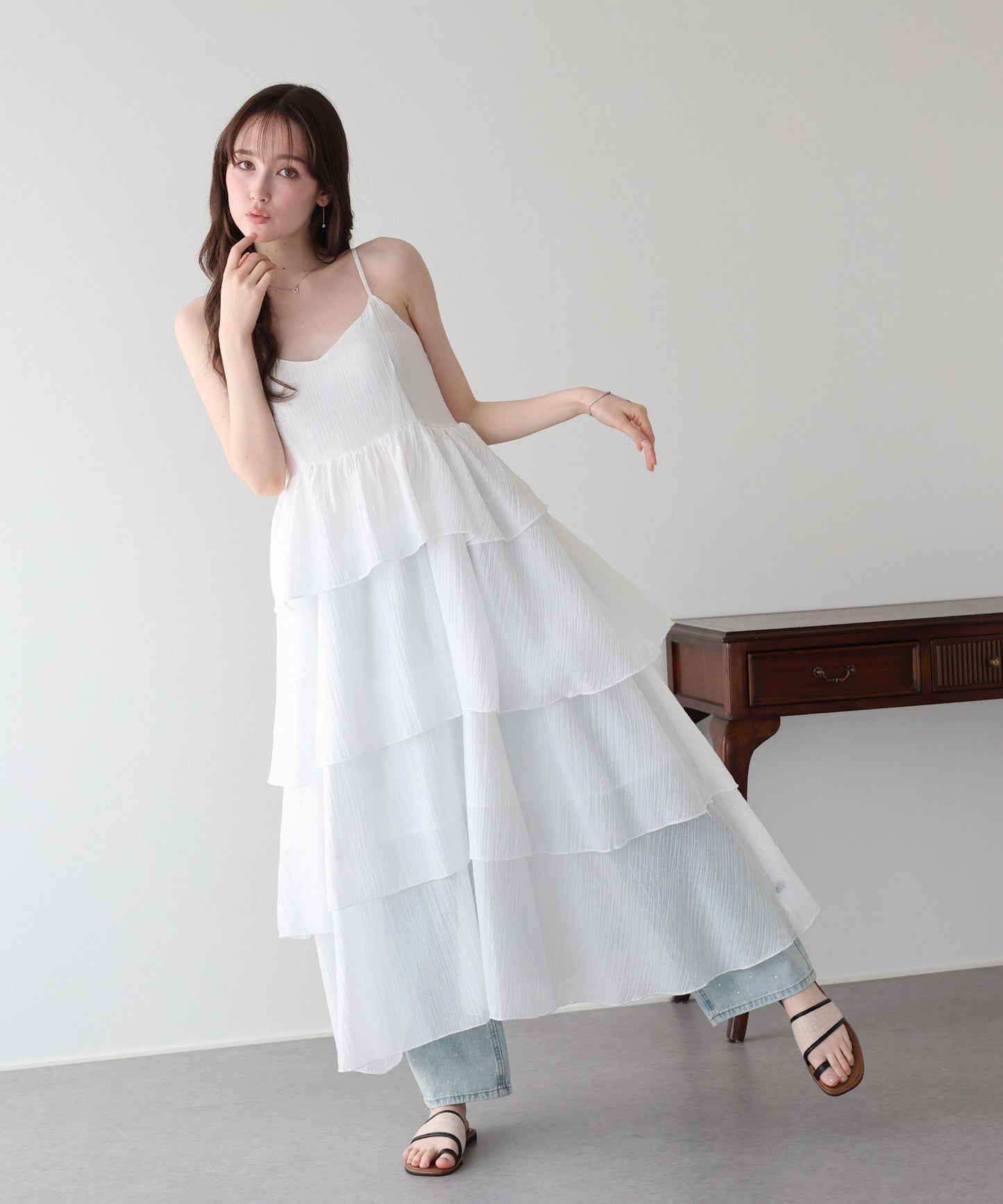 【早割5％OFF】シアーティアードキャミワンピース