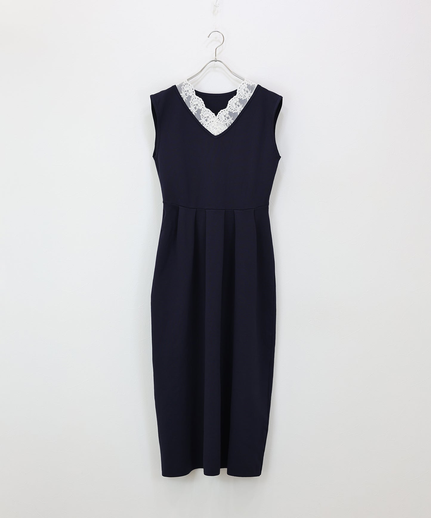 【早割5％OFF】レースカラーVネック ワンピース