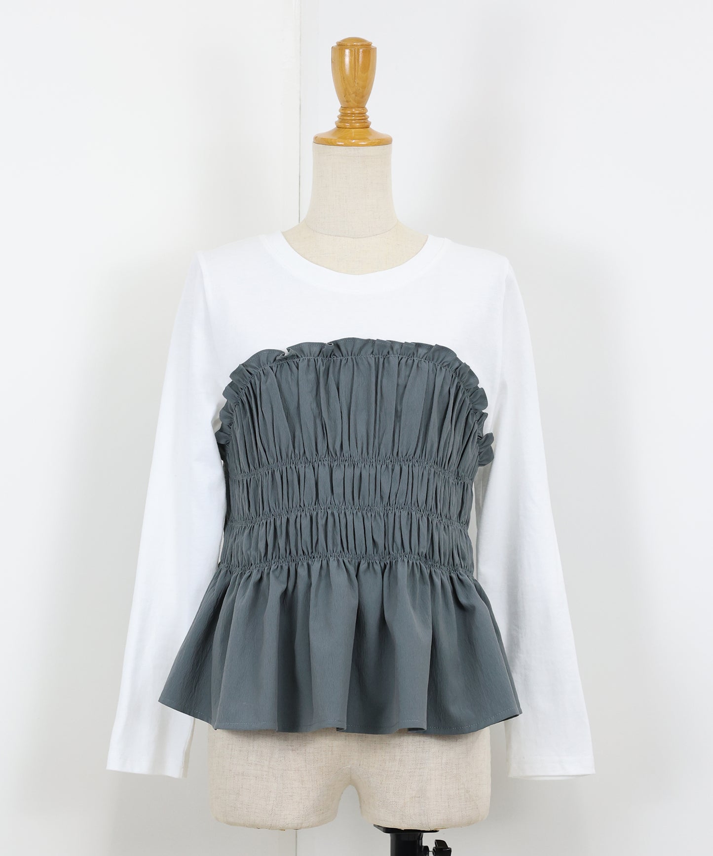 【TIME SALE】シャーリングビスチェドッキングカットソー【ネコポス】