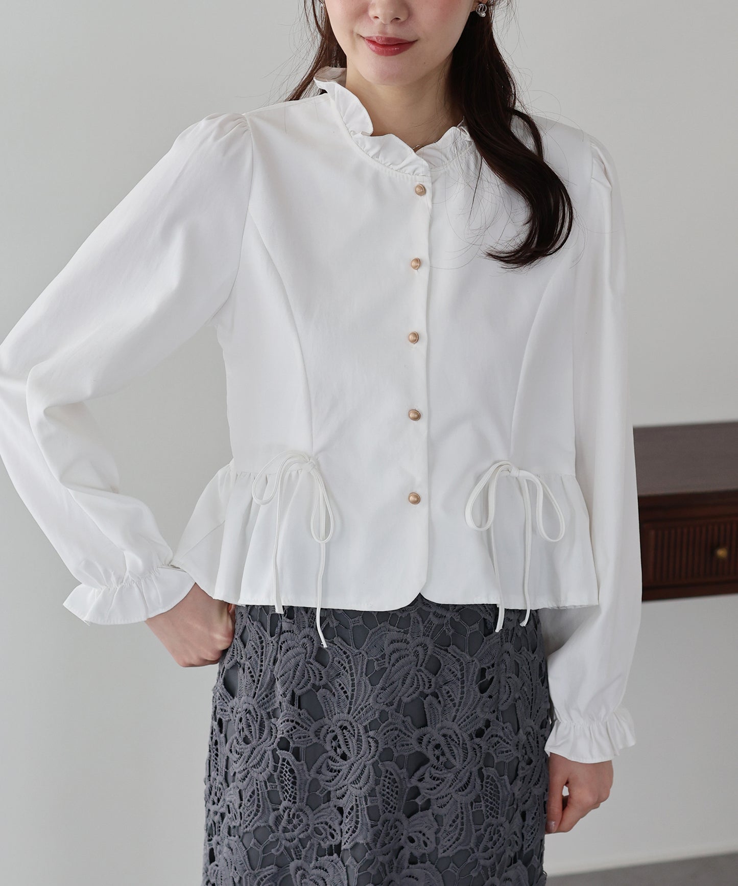 リボンペプラムブラウス【ネコポス】