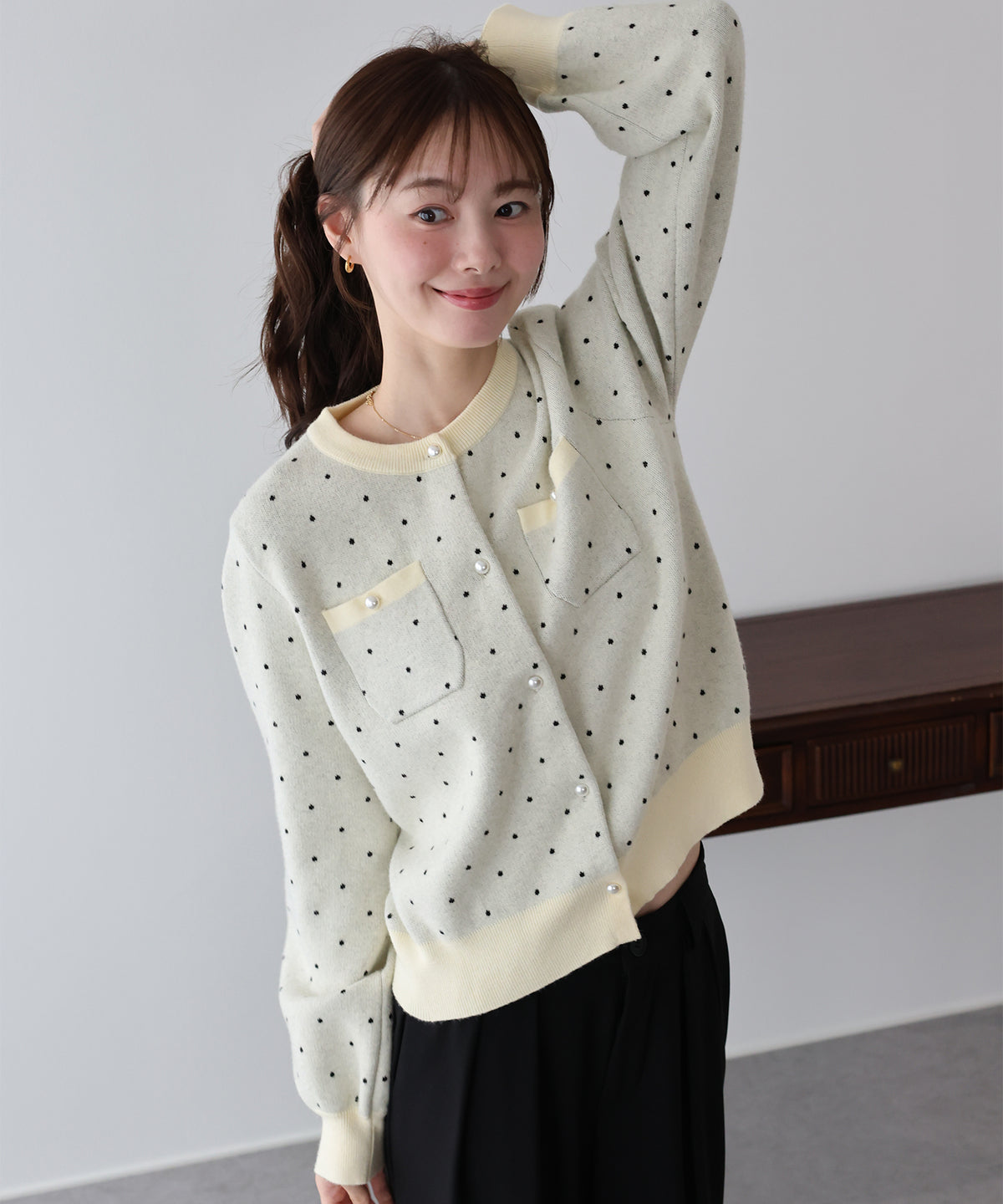 【早割5％OFF】ドットニットカーディガン