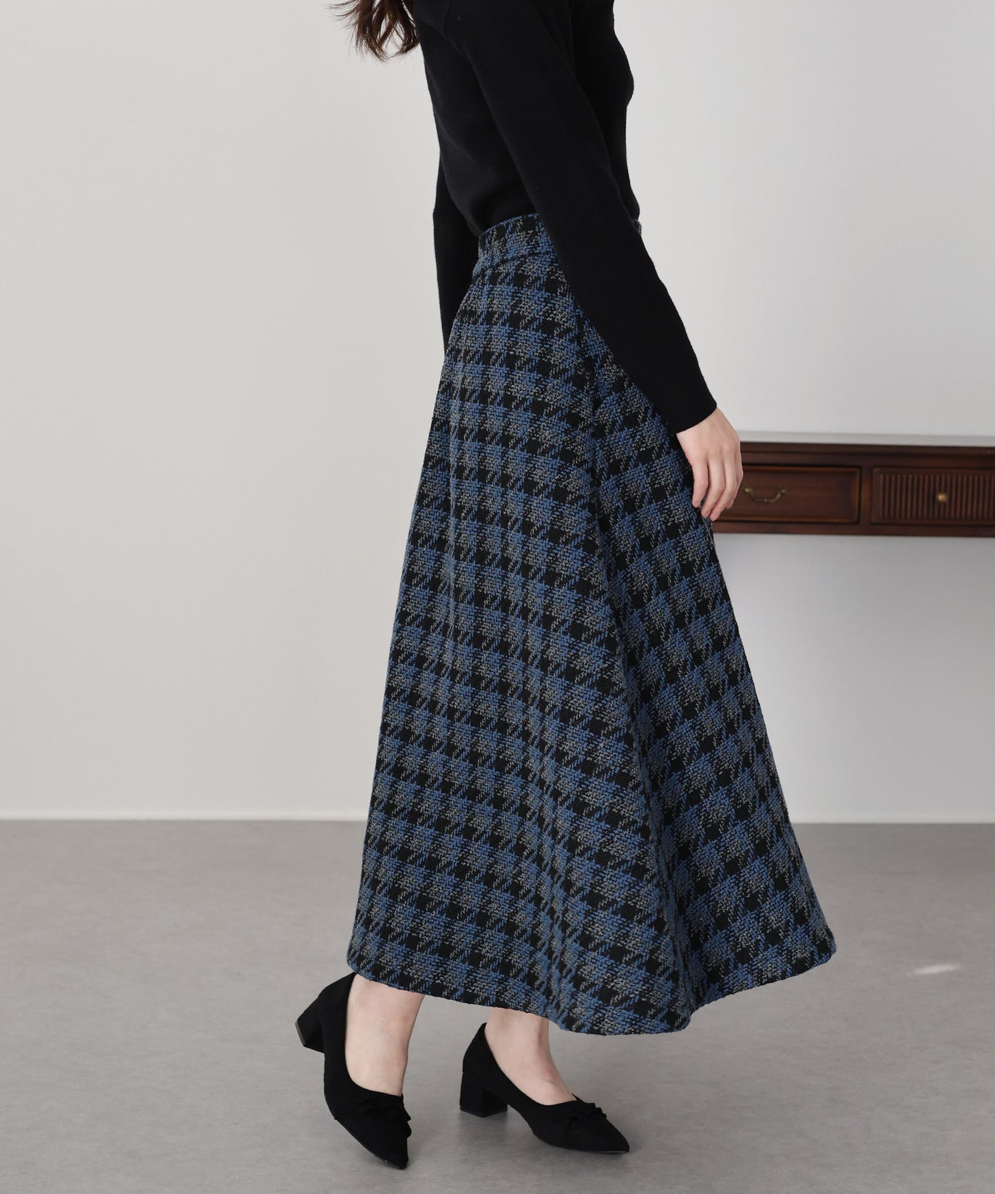 【早割5％OFF】ツイードチェックフレアスカート