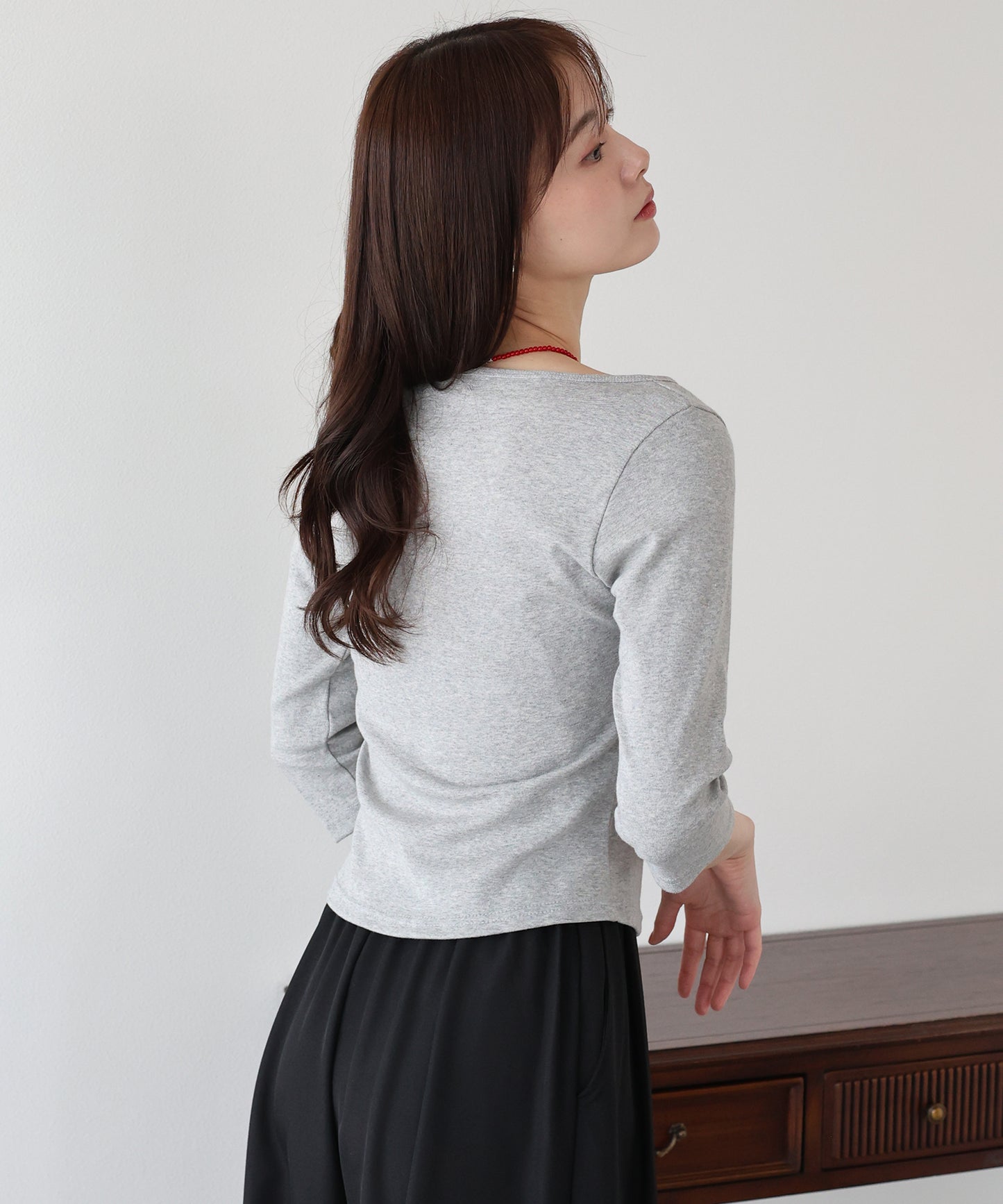 【早割5％OFF】ボートネック7分丈カットソー【ネコポス】