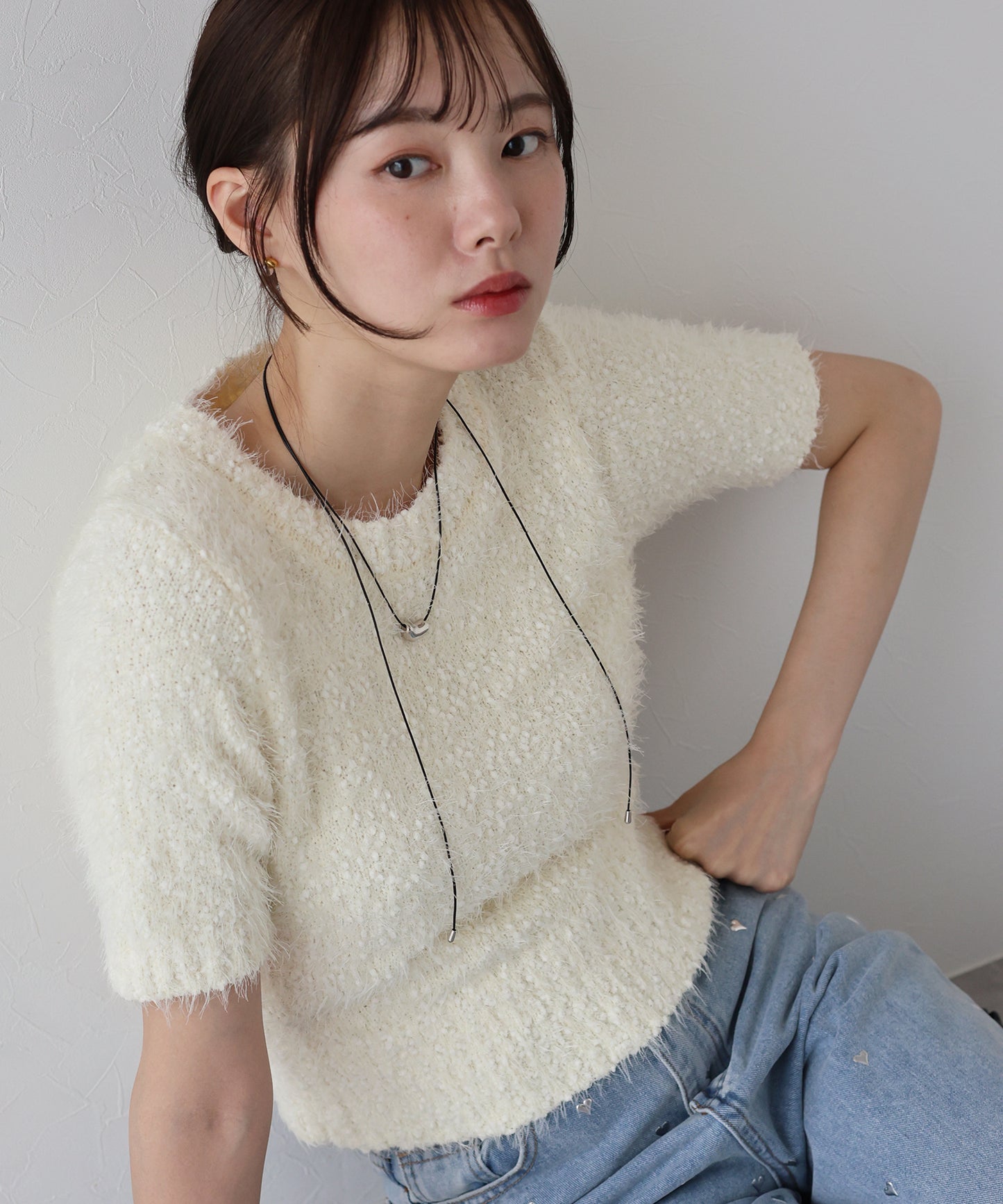 【TIME SALE】ぽこぽこシャギー半袖ニット