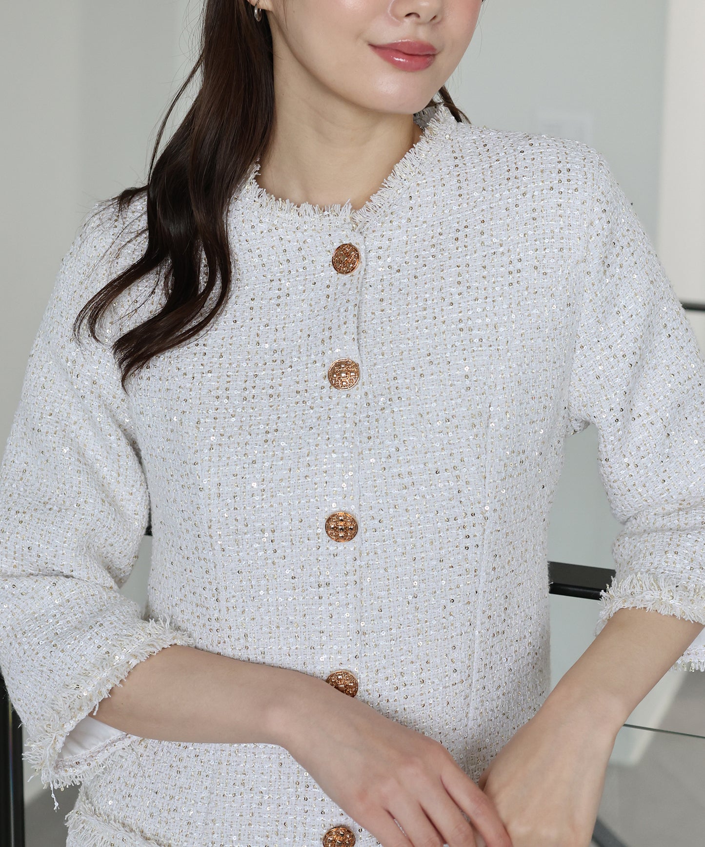 ラメツイードワンピース 卒業式 入学式 結婚式 成人式 二次会 同窓会 セレモニー パーティードレス