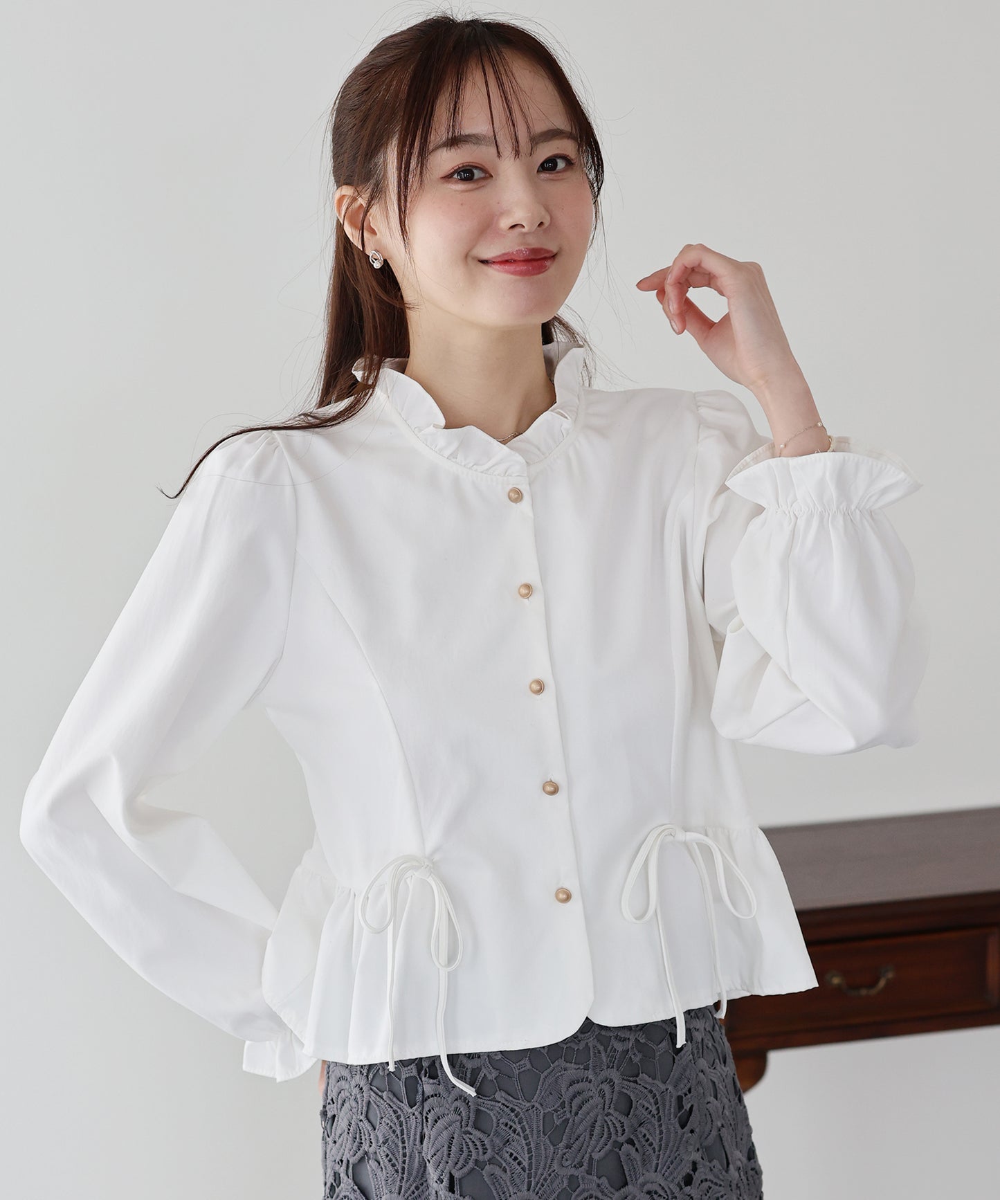 リボンペプラムブラウス【ネコポス】