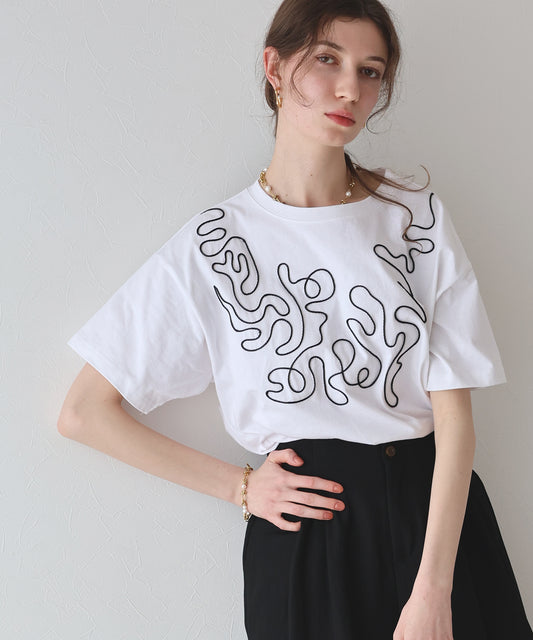 【SALE】コード刺繍Ｔシャツ【ネコポス】[J by blue]