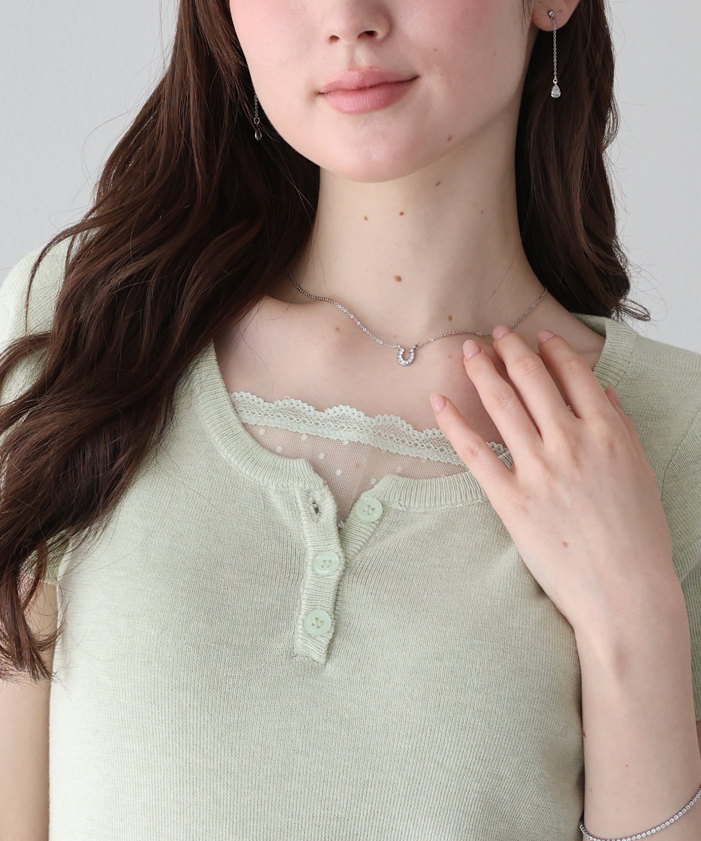 【早割5％OFF】チュールレイヤードヘンリーネックニット【ネコポス】